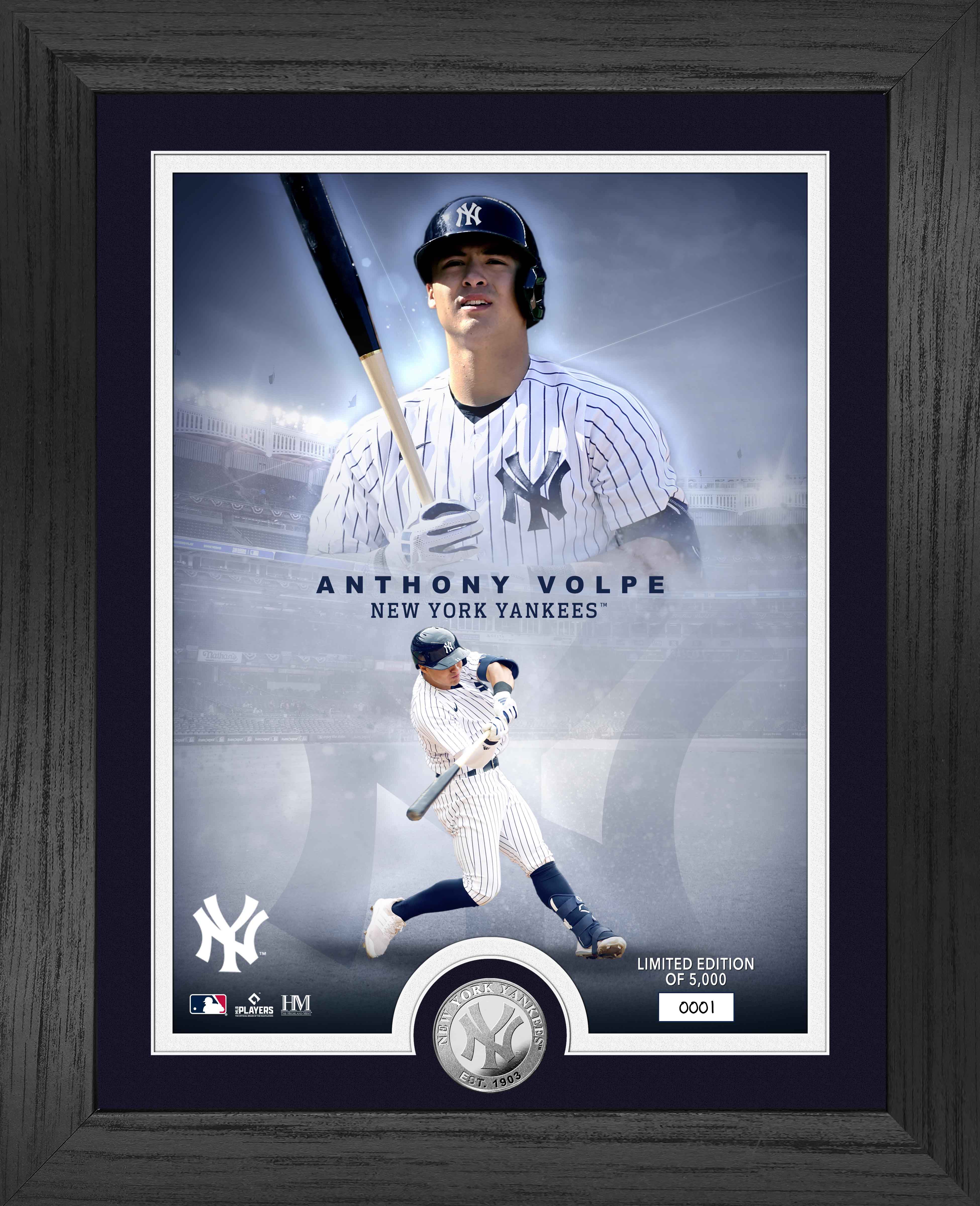 Anthony Volpe New York Yankees Legends Commemorative Silver Coin with Photo - Perfect for Baseball Fans, Collectors, and Yankees Memorabilia Enthusiasts - Great for Display, Gifts, and Sports Collections