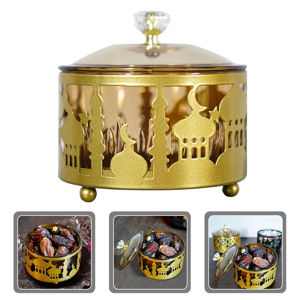 Lurrose Ramadan Candy Jar with Lid - Eid Mubarak Snacks Container for Kitchen & Party