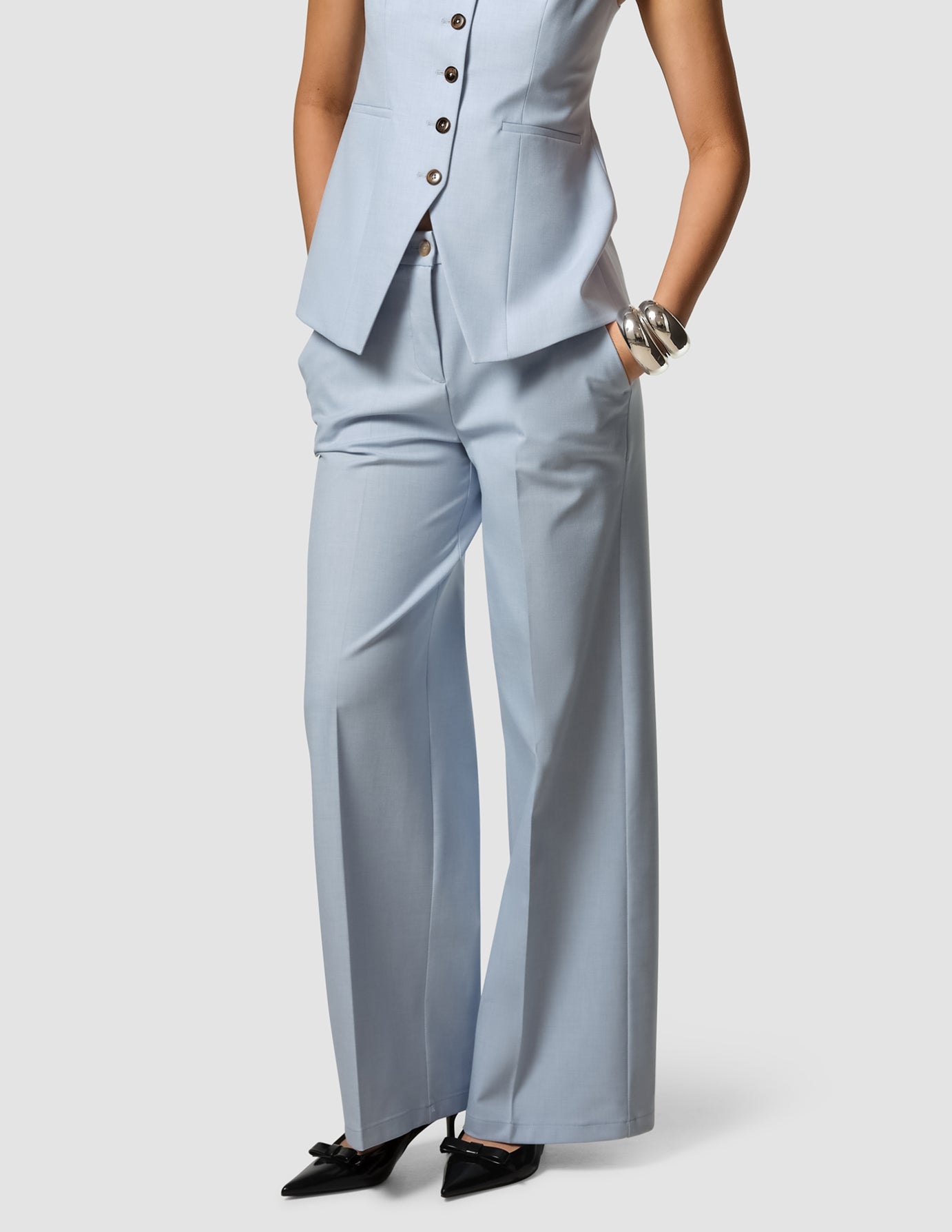 Women's Essential Long Vest & Wide Leg Pants Set - Casual Lounge Outfit for Home, Office & Travel
