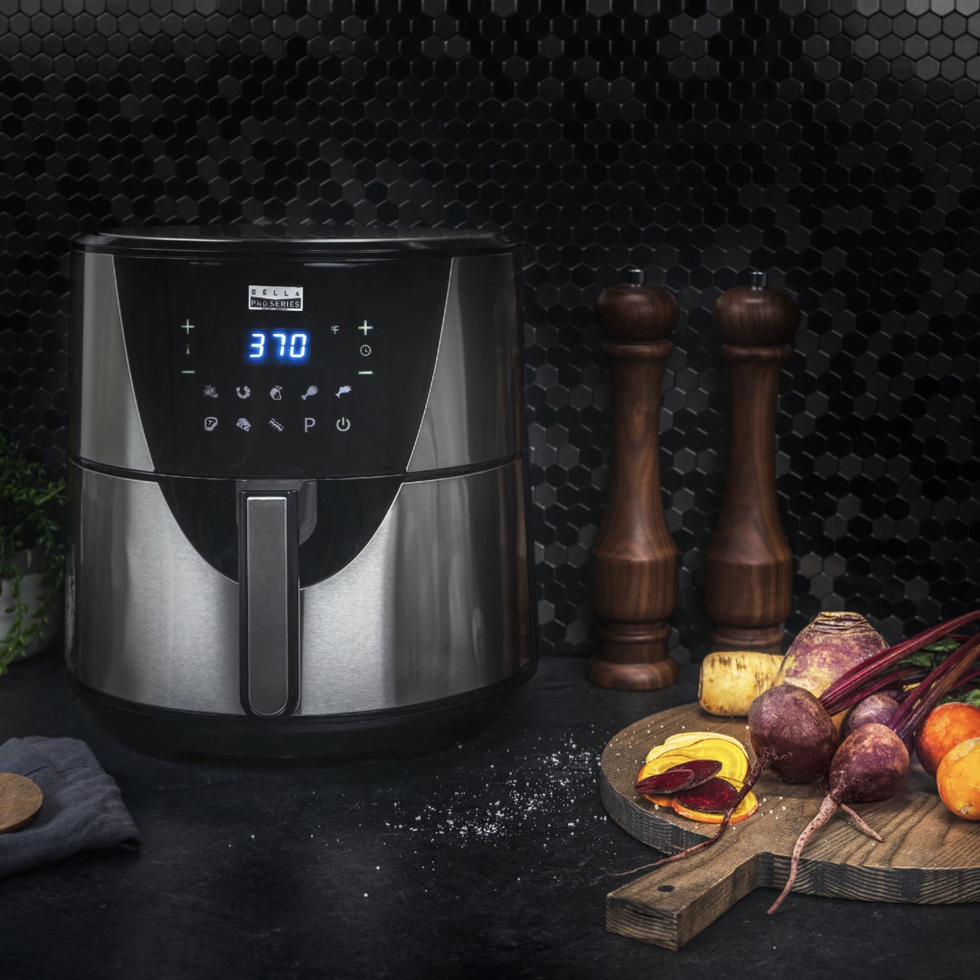 Bella Pro Series 8 Quart Touchscreen Digital Air Fryer - Stainless Steel Design for Healthy Cooking | Perfect for Frying, Baking, Roasting & Reheating | Ideal for Family Meals & Party Snacks