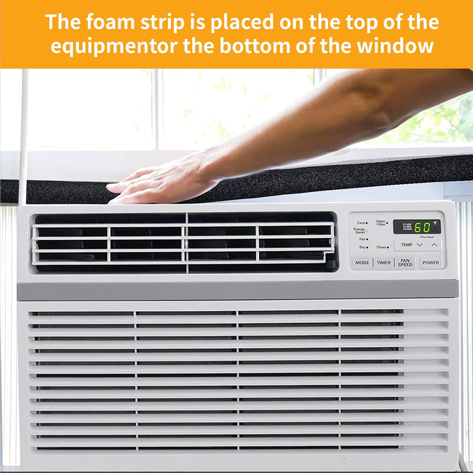 2 Inch x 1 Inch Open Cell Foam Air Conditioner Weather Seal Strip - 6.5ft Per Roll for Windows & Doors Insulation - Perfect for AC Units, Home Draft Proofing & Energy Efficiency