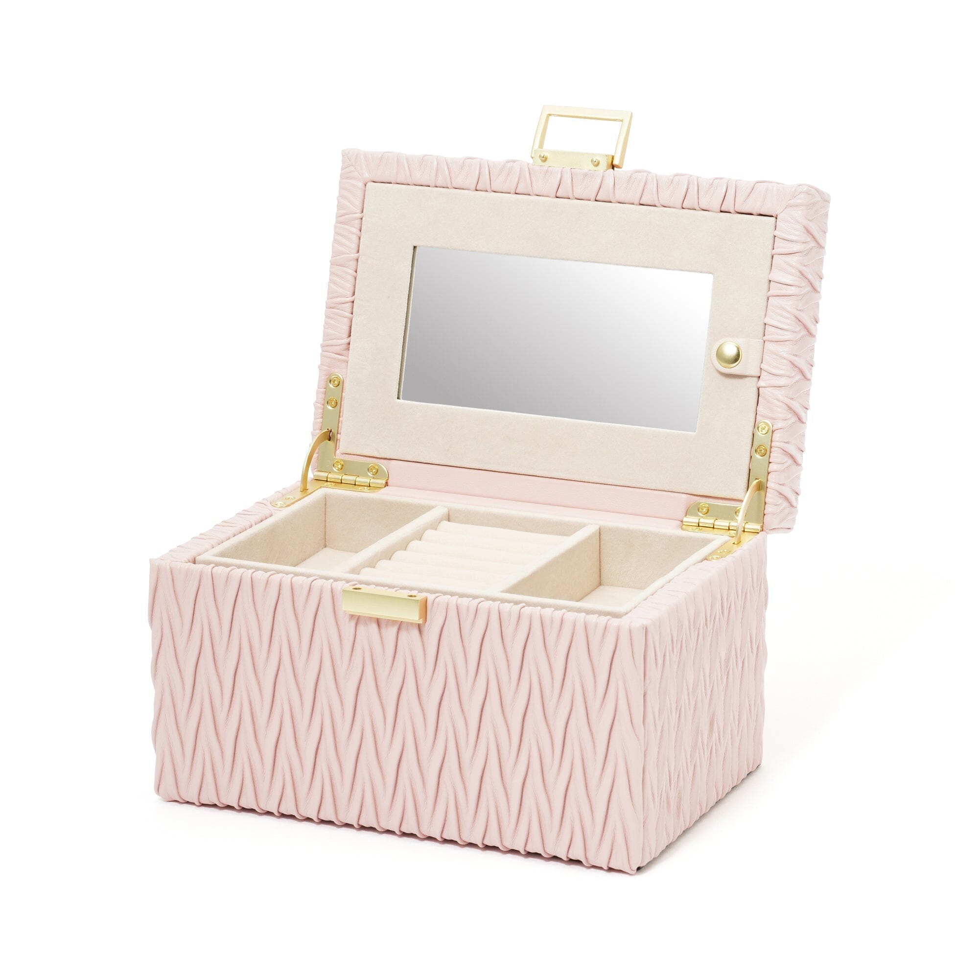 Elegant Small Pink Embossed Jewelry Box - Perfect for Gift Giving, Travel & Home Storage | Jewelry Organizer for Necklaces, Rings & Earrings