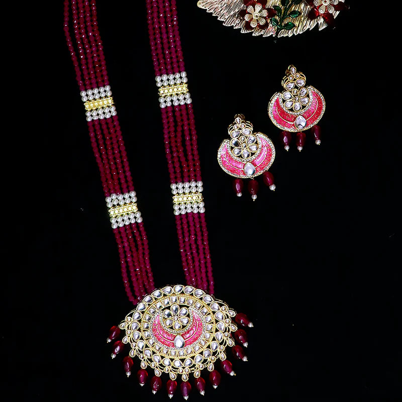 Luxury Gold Plated Royal Kundan Long Necklace for Women - Elegant Indian Bridal Jewelry for Weddings, Parties & Special Occasions