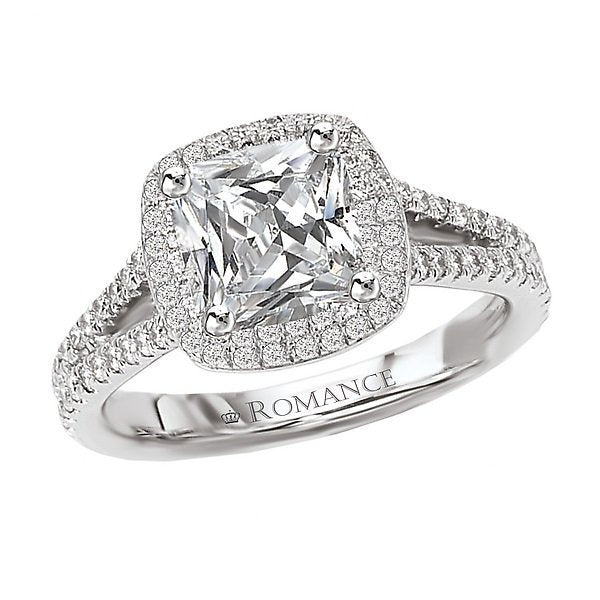 18KT 3/8 CTW Diamond Square Halo Engagement Ring Setting for 1 CT Cushion/Princess Cut Center Stone - Perfect for Proposals, Anniversaries & Bridal Jewelry