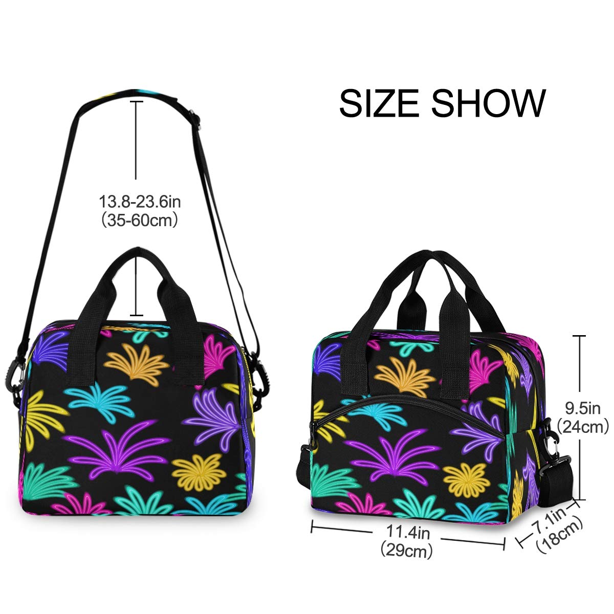 SUABO Insulated Lunch Cooler Bag for Women & Men - Leakproof Reusable Lunch Box for Work, School, Picnic & Travel - BPA Free Thermal Lunch Tote with Decorative Elements