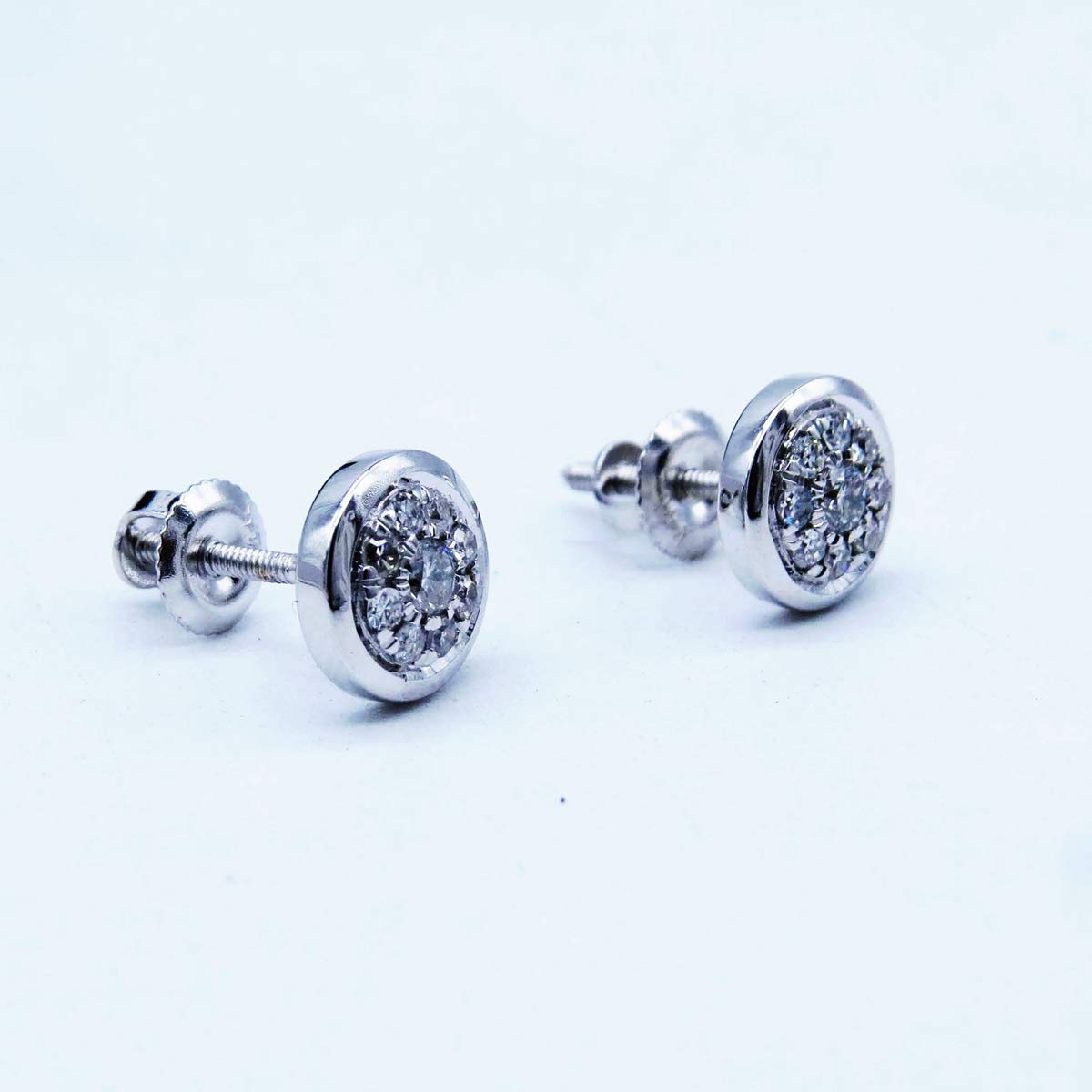 Dazzlingrock Collection 14K Solid White Gold Round Gemstone Women's Cluster Stud Earrings | Elegant Jewelry Gift for Birthday, Anniversary & Special Occasions