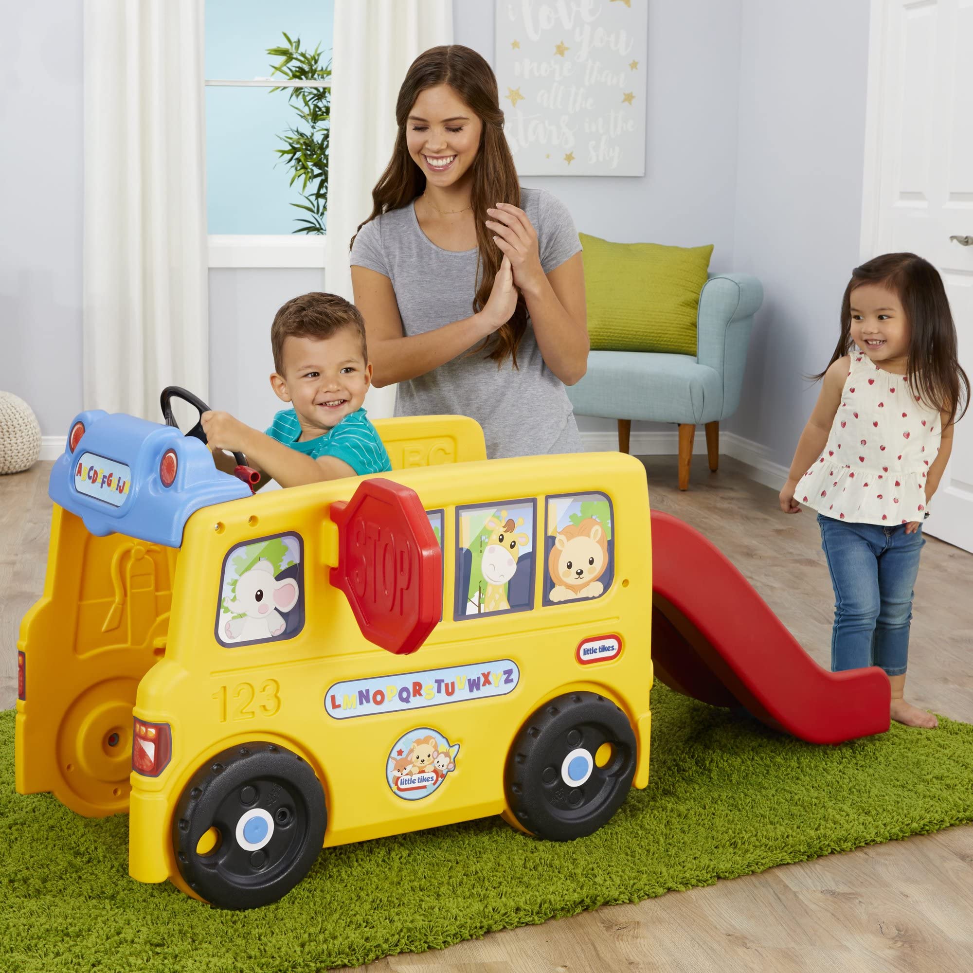 Little Tikes School Bus Climber - Outdoor Playhouse for Kids Ages 2-5 Years | Durable Plastic Slide & Climbing Toy for Backyard, Park, or Daycare Playtime