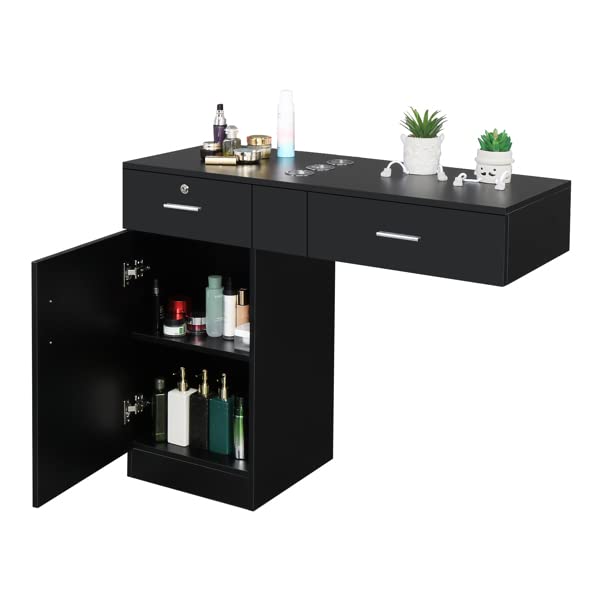 Wall Mount Salon Storage Cabinet - Beauty & Barber Station with Drawers for Spa & Salon Organization