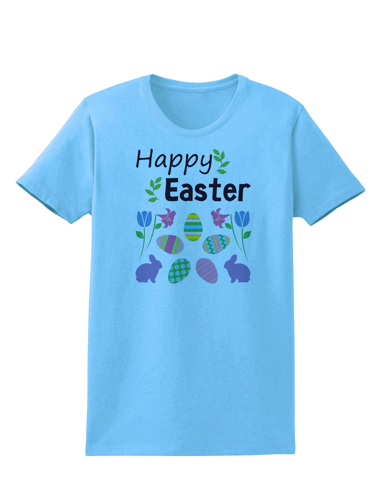 Happy Easter Women's T-Shirt - Cute Bunny Graphic Tee - Funny Easter Shirt for Women - Perfect for Easter Parties & Spring Celebrations