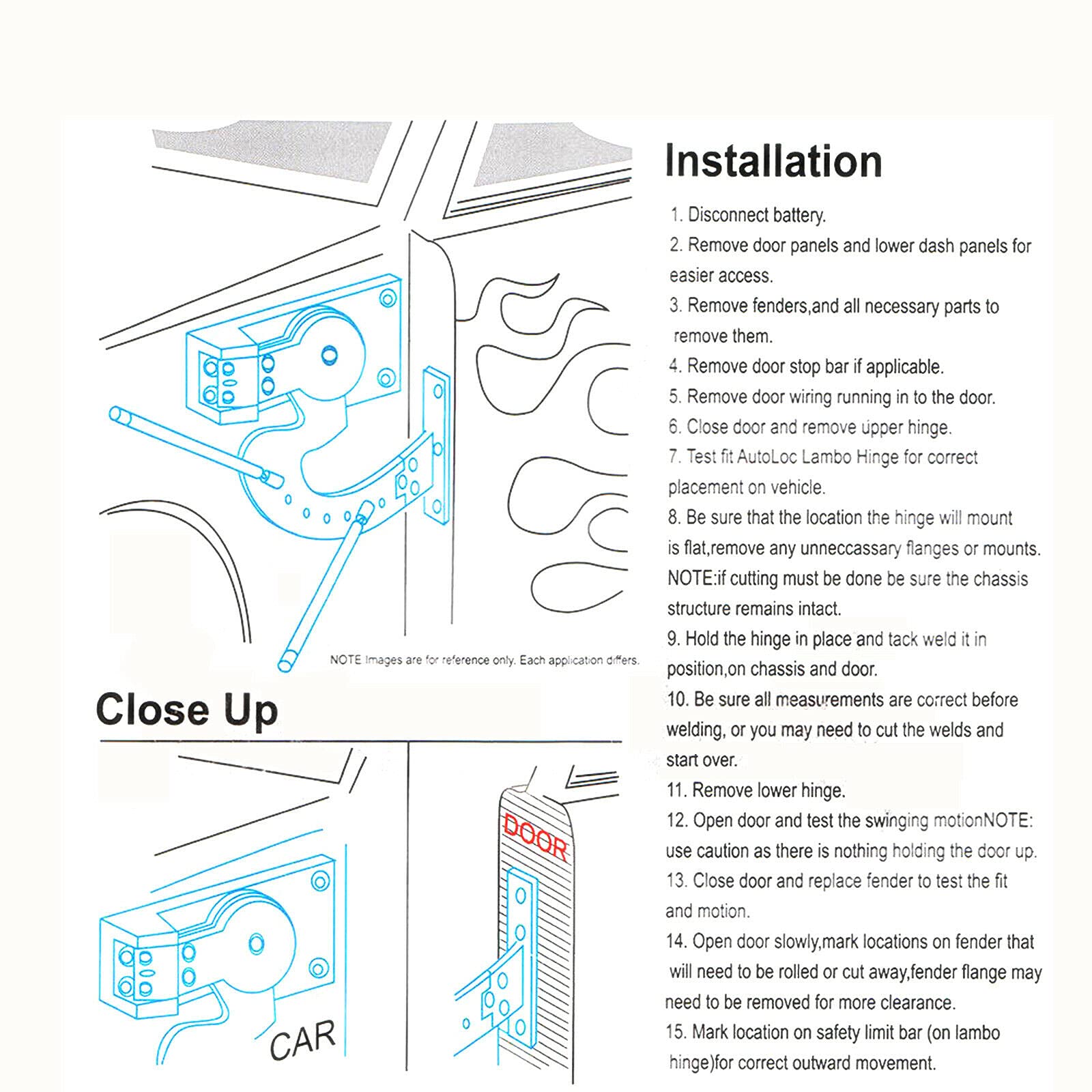 Universal Lambo Door Kit - Bolt-On Vertical Doors Hinge Conversion Kit for Audi, Dodge, Ford, Honda, Toyota, Nissan, Chevrolet & Most Cars | 90 Degree Vertical Lambo Style Doors | Perfect for Car Shows, Custom Builds & Performance Upgrades