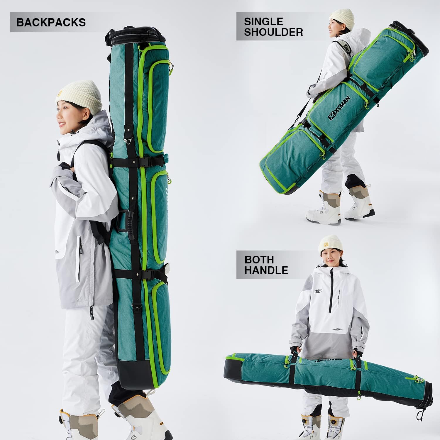 XCMAN Expandable Padded Snowboard Bag for Air Travel - Adjustable Length 63-75In - Waterproof Ski & Snowboard Storage for Winter Sports & Mountain Trips