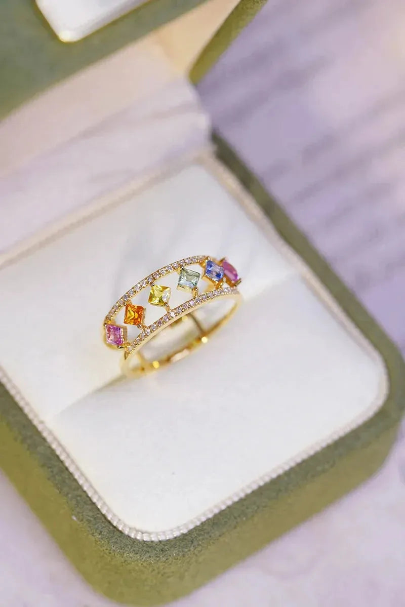 18K Yellow Gold Sapphire & Diamond Ring for Women - Real Natural Gemstone, Romantic High Jewelry, Anniversary Gift - Perfect for Weddings, Engagements & Special Occasions