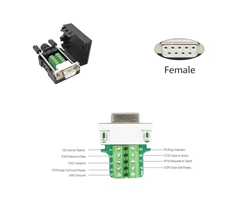 20PCS Female DB9 Solderless Breakout Connector - RS232 D-SUB 9 Pin Serial Port Terminal Adapter for Industrial Automation & Computer Networking
