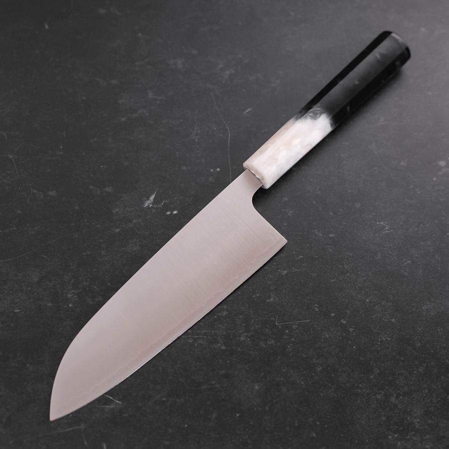 Premium Santoku Knife 165mm - AUS 10 Stainless Steel with Polished Ocean Black & White Handle - Perfect for Sushi, Vegetables & Meat Cutting - Professional Japanese Kitchen Knife