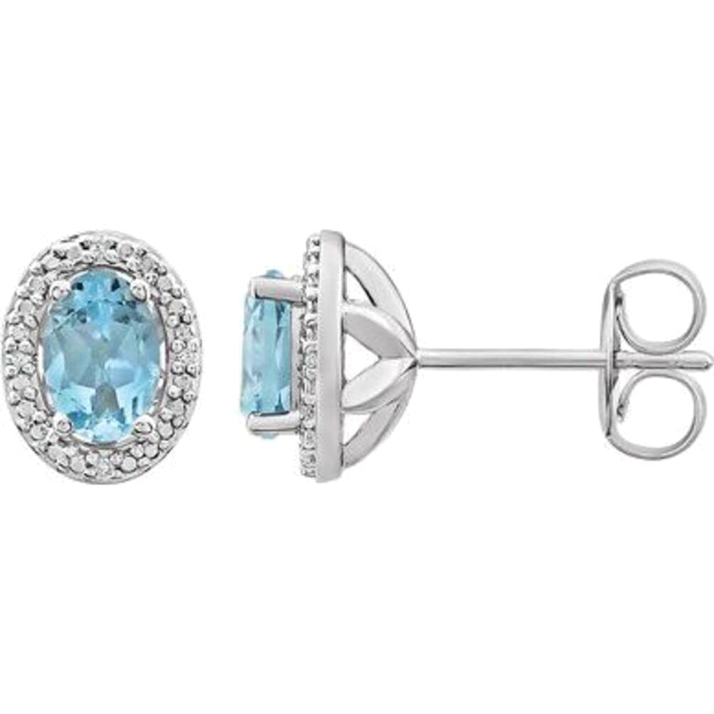 Elegant Sterling Silver Sky Blue Topaz & Diamond Earrings (0.025 CTW) - Perfect for Weddings, Anniversaries & Special Occasions