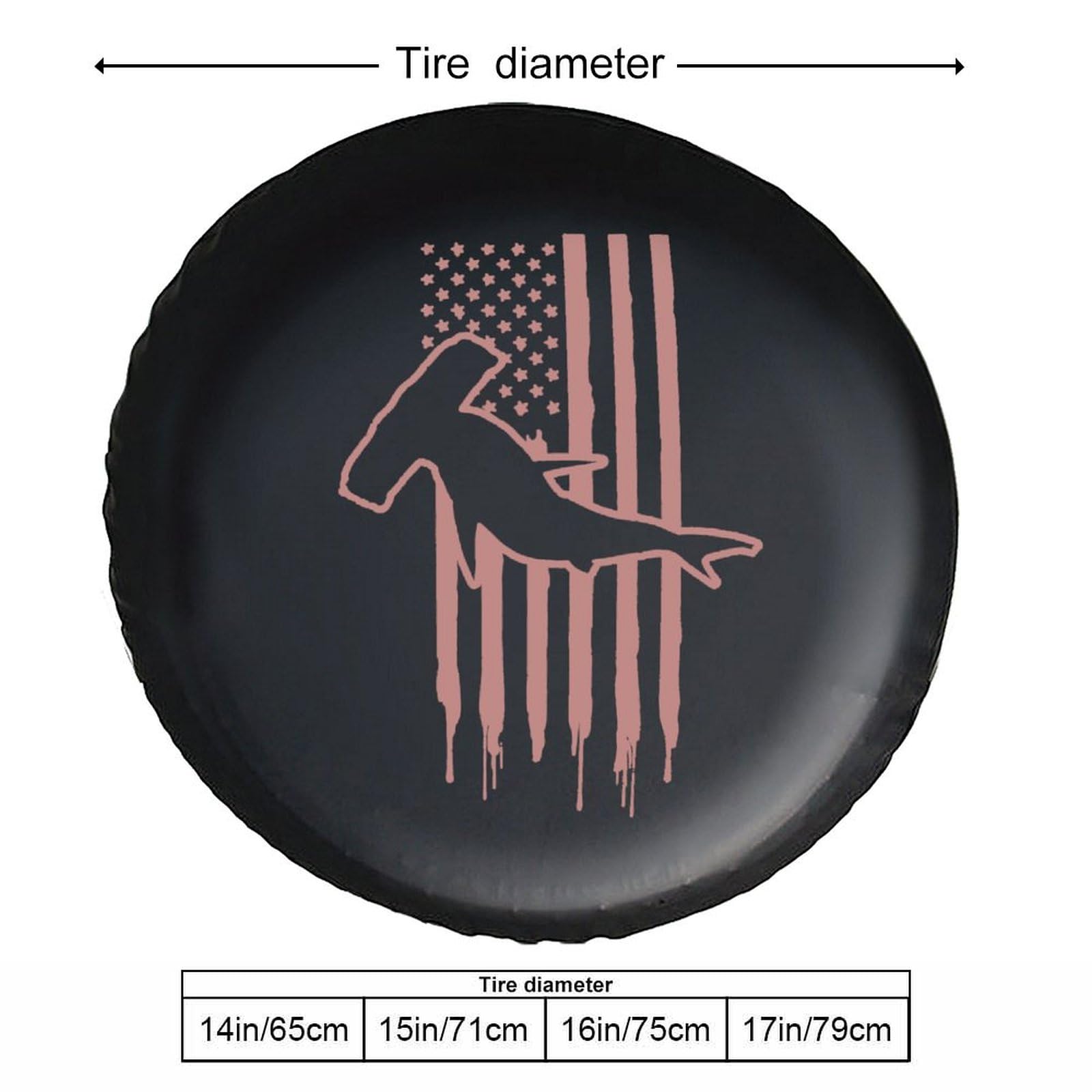 Hammerhead Shark USA Flag Spare Tire Cover - Waterproof Leather Wheel Protector for UV & Sun Protection - Fits 14 Inch Tires - Perfect for Trucks, Jeeps & RVs