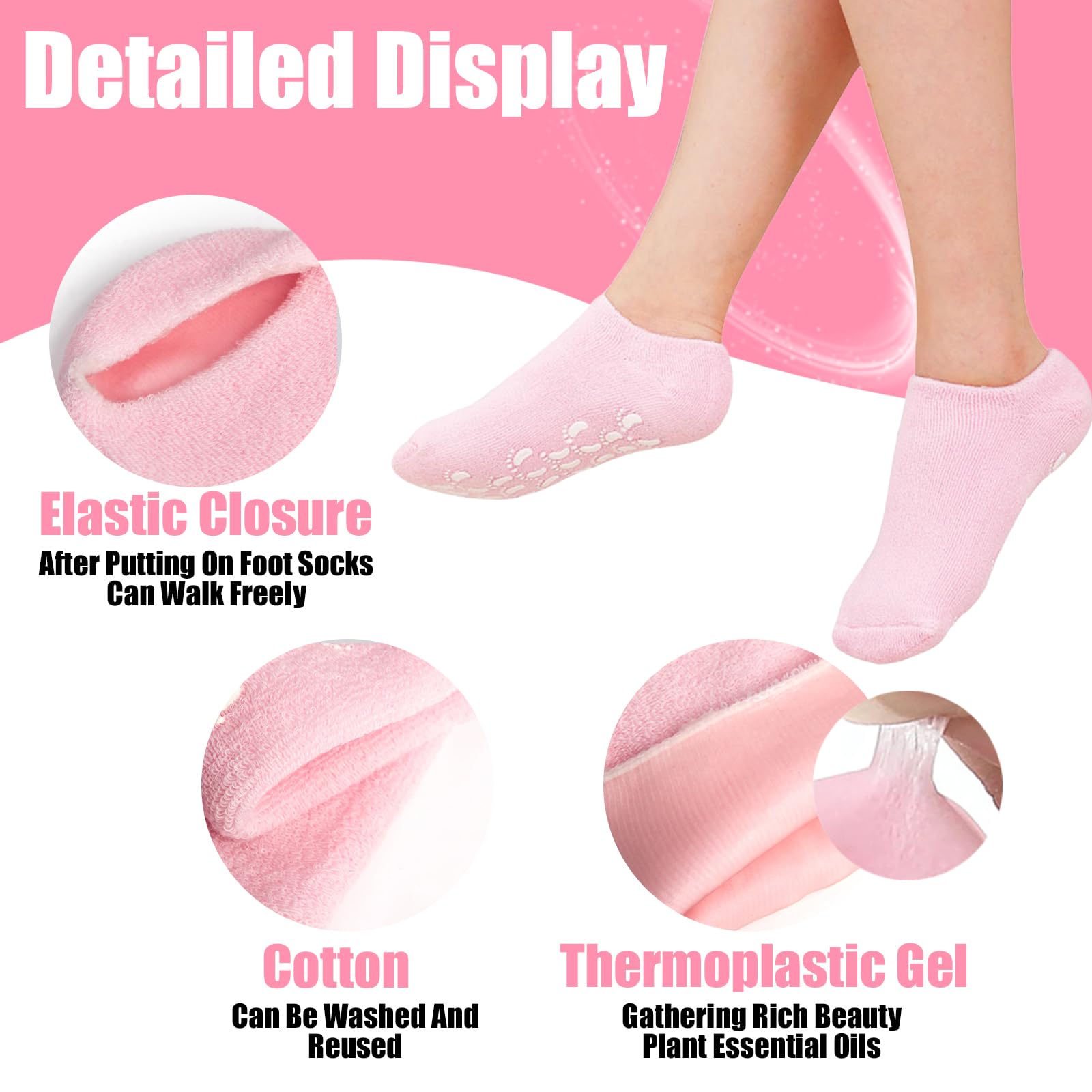 2 Pairs Moisturizing Gel Socks for Women - Silicone Healing Socks for Dry Cracked Feet Repair - Softening Lotion Socks for Foot Care - Perfect for Overnight Treatment, Spa Days & Winter Foot Protection