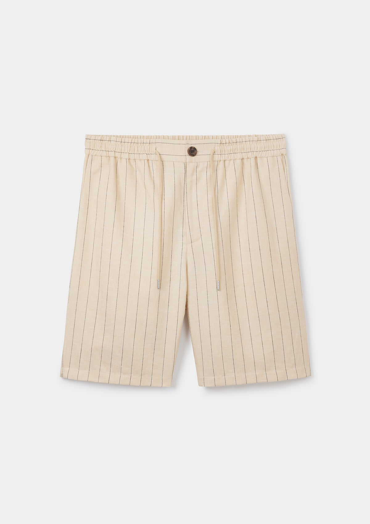 Stylish Ecru Pinstripe Drawstring Shorts for Men - Comfortable Casual Summer Wear for Beach, Gym, and Outdoor Activities