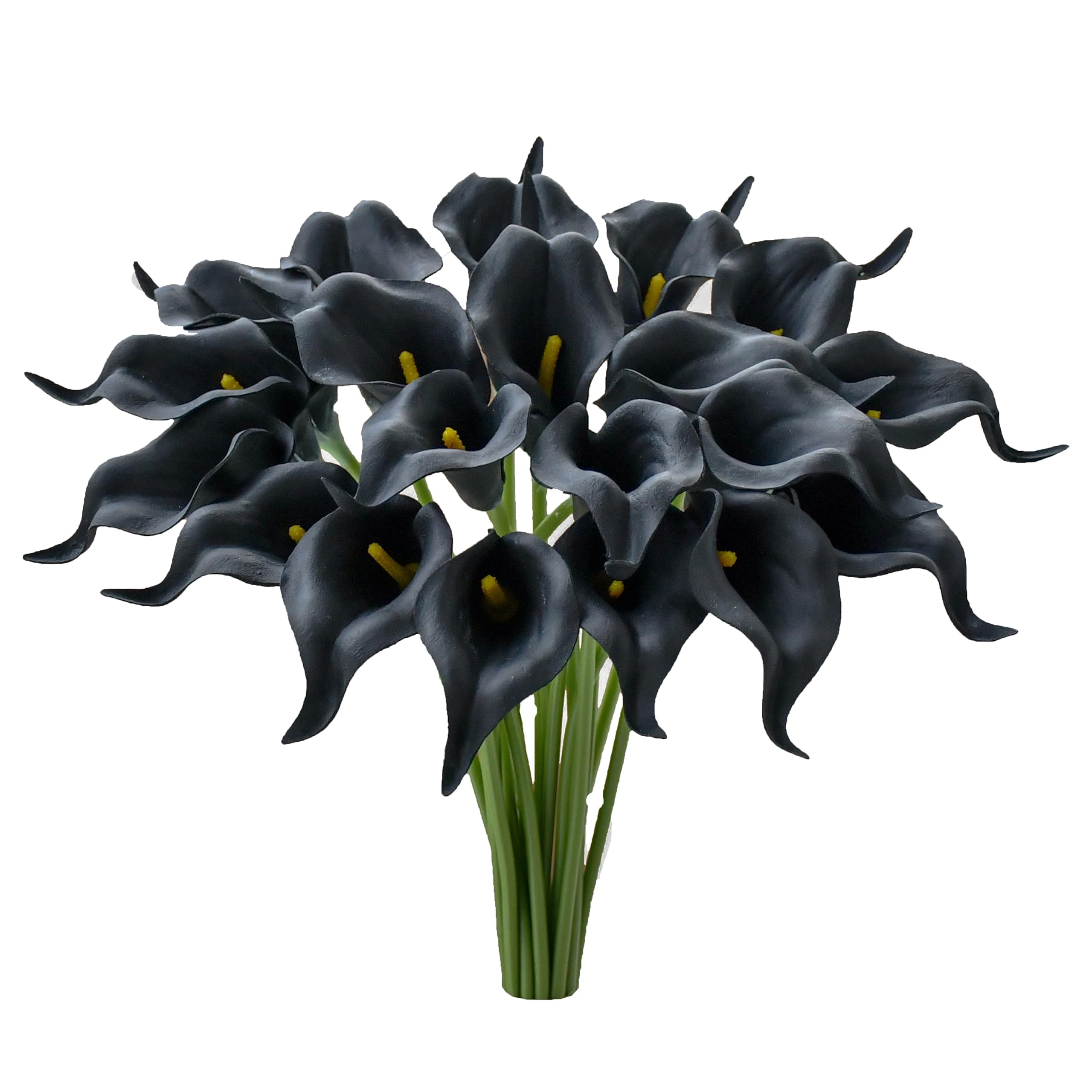20pcs Black Artificial Calla Lily Silk Flowers - 13.5