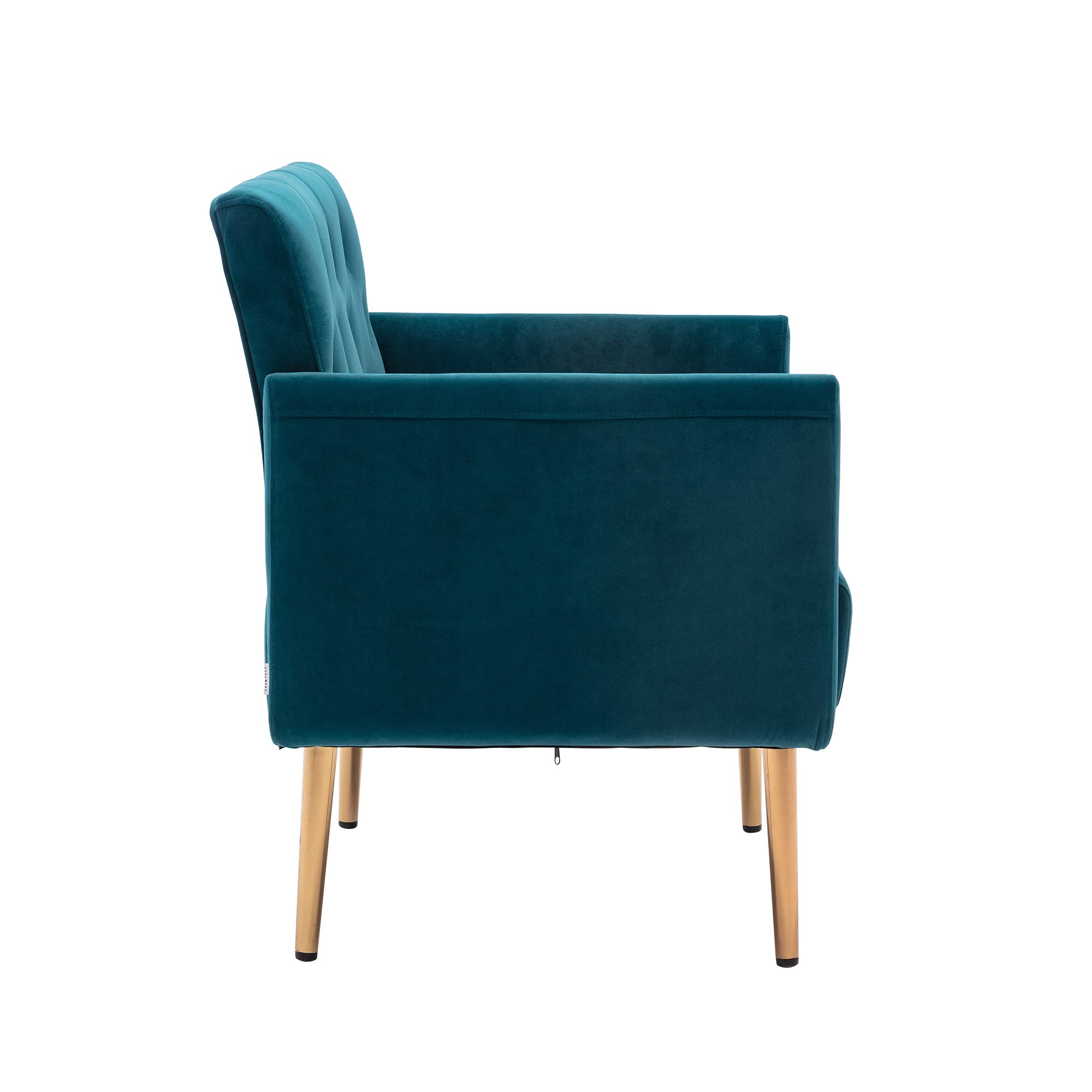 Luxury Velvet Accent Chair - Modern Tufted Upholstered Armchair for Living Room, Bedroom & Lounge - Comfy Single Sofa Chair with Wide Throne Design - Perfect for Reading, Relaxing & Home Decor (Teal Blue)