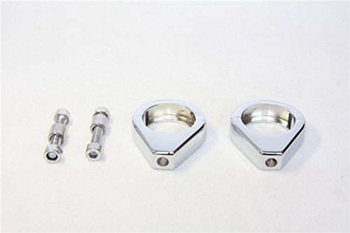 HTTMT MT299-001-CD Chrome Turn Signal Clamps for Harley Softail - 41mm Fork Mount Bracket | Motorcycle Accessory for Improved Visibility & Safety Riding