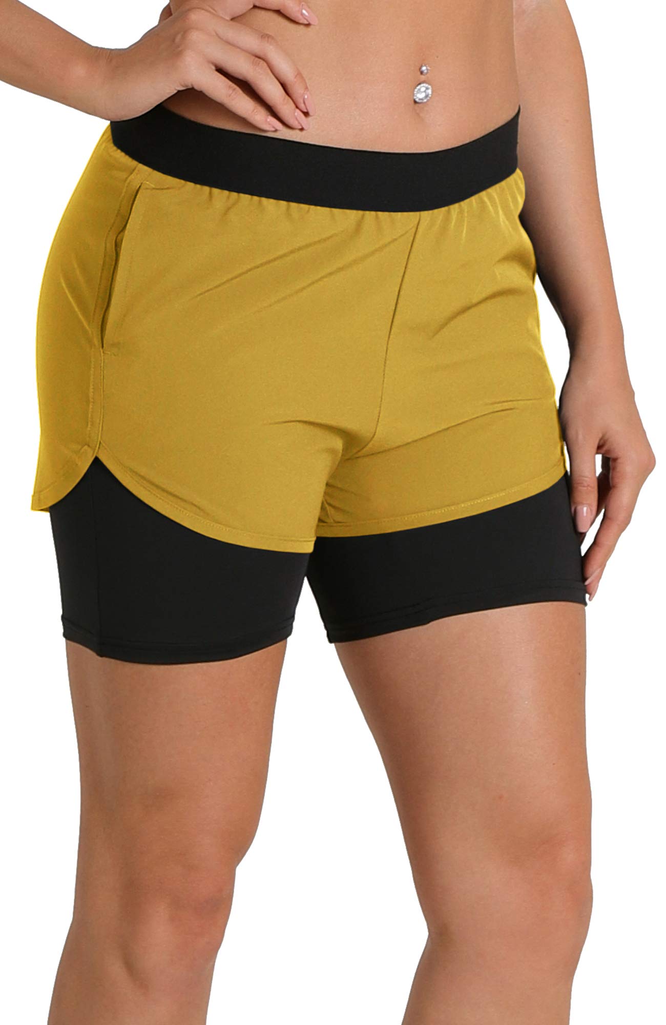 Icyzone Women's Workout Shorts with Pockets - 2-in-1 Athletic Running Yoga Shorts for Exercise & Jogging | Perfect for Gym, Outdoor Sports & Casual Wear