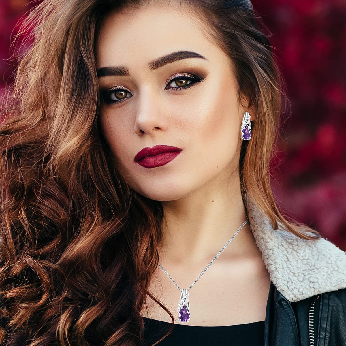 Shop LC Women's 925 Sterling Silver Teardrop Pendant Necklace & Dangle Drop Earrings Set - 20