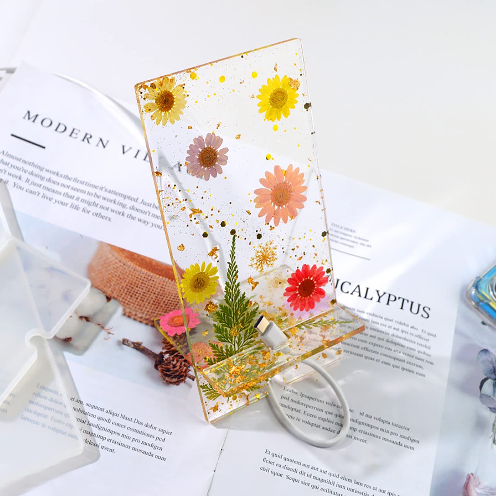 Chuwen Resin Phone Stand Silicone Mold - DIY Epoxy Casting Kit for Mobile Holder & Support Bracket | Perfect for Crafting Unique Phone Accessories, Home Decor, and Gift Making