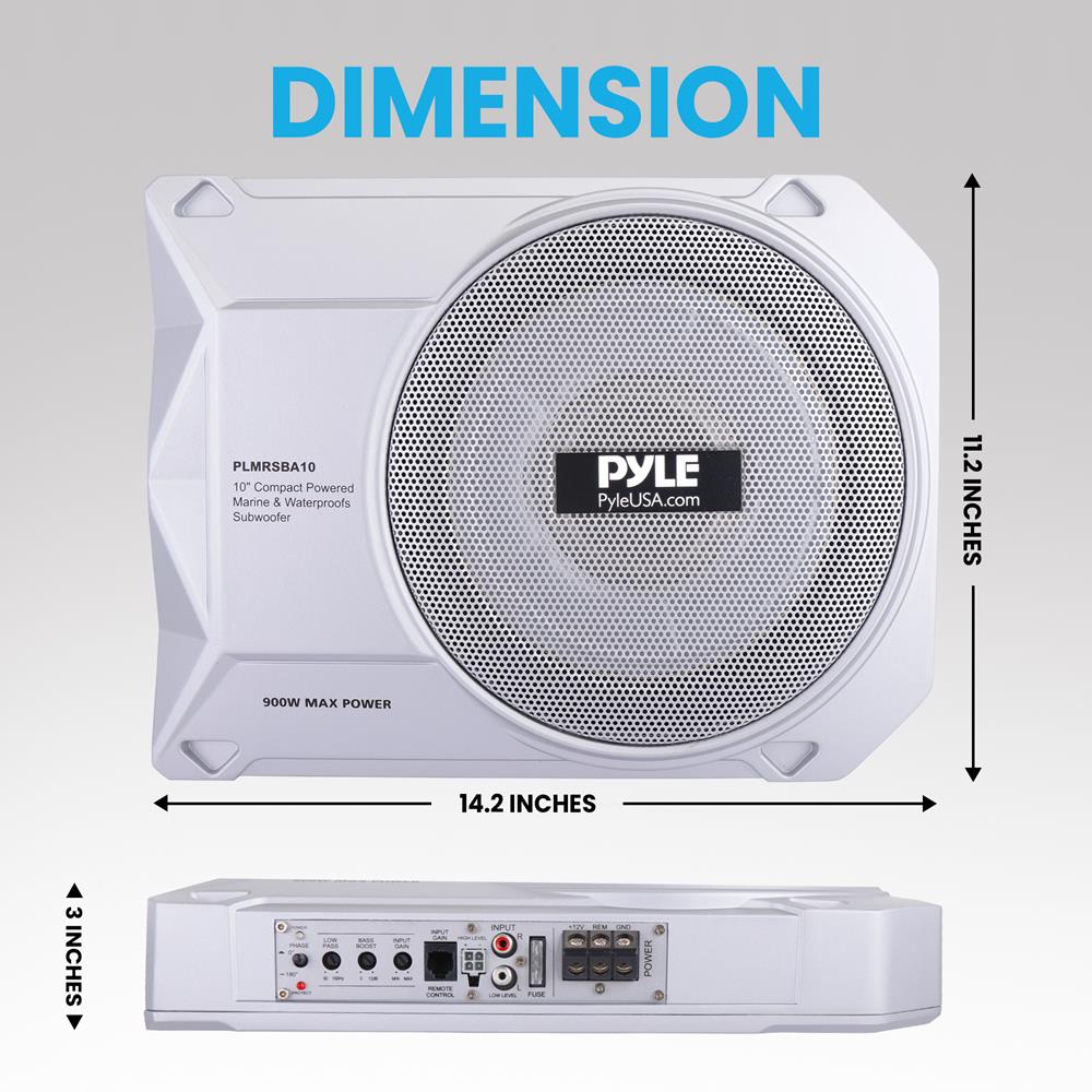 Premium Marine Grade Slim Active Subwoofer - High-Performance Waterproof Bass Speaker for Boats, Cars & Outdoor Adventures