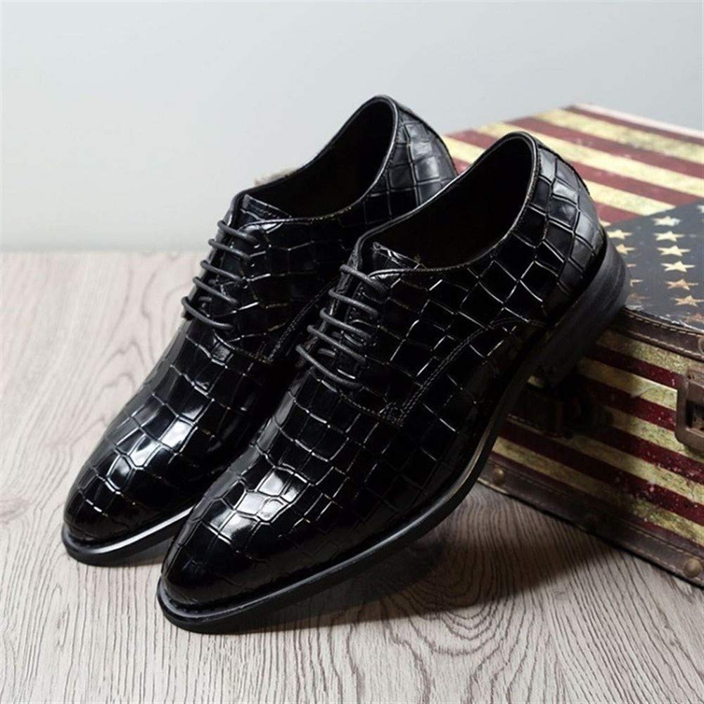 Premium Men's Lace-Up Derby Dress Shoes - Genuine Leather Crocodile Embossed Slip-Resistant Rubber Sole for Wedding, Business & Formal Occasions | Elegant Office Wear & Special Event Footwear