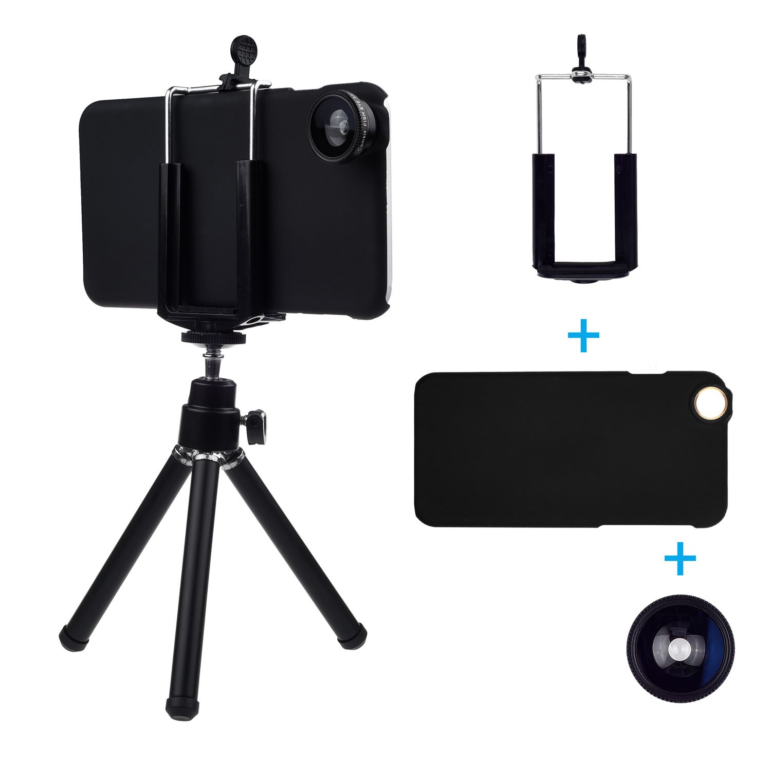 Premium CamKx 12x Telephoto Lens Kit for iPhone 6 Plus/6S Plus - Wide Angle, Fisheye & Macro Lenses with Tripod, Phone Holder & Hard Case - Perfect for Travel Photography, Vlogging & Close-up Shots