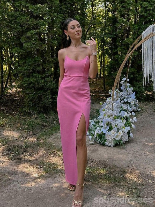 Elegant Pink Sheath Strapless Side Slit Long Prom Dress for Women - Formal Evening Gown for Party, Wedding & Special Occasions