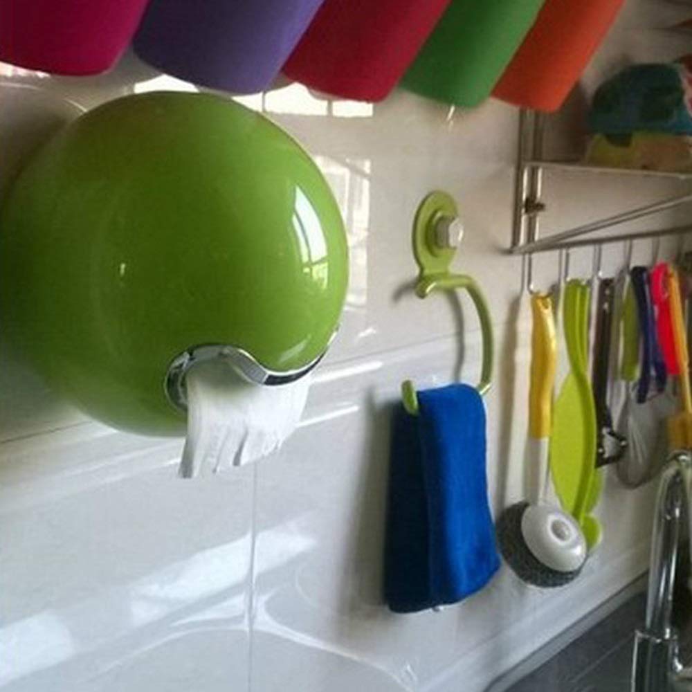 Waterproof ABS Wall Mounted Toilet Paper Holder - Creative Ball Shape Bathroom Tissue Dispenser, Punch-Free Roll Cover, Green - Perfect for Bathroom, Kitchen & RV Storage