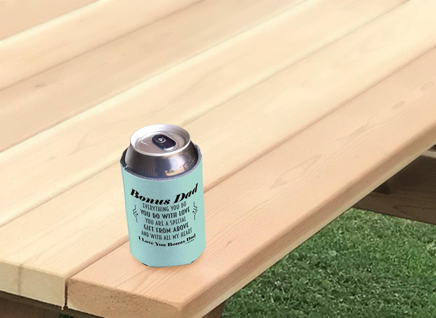 24-Pack Can Coolers for Adoptive Dad - 'You Are a Gift From Above' Poem Insulated Drink Holders - Perfect for Father's Day, Birthday Gifts & BBQ Parties
