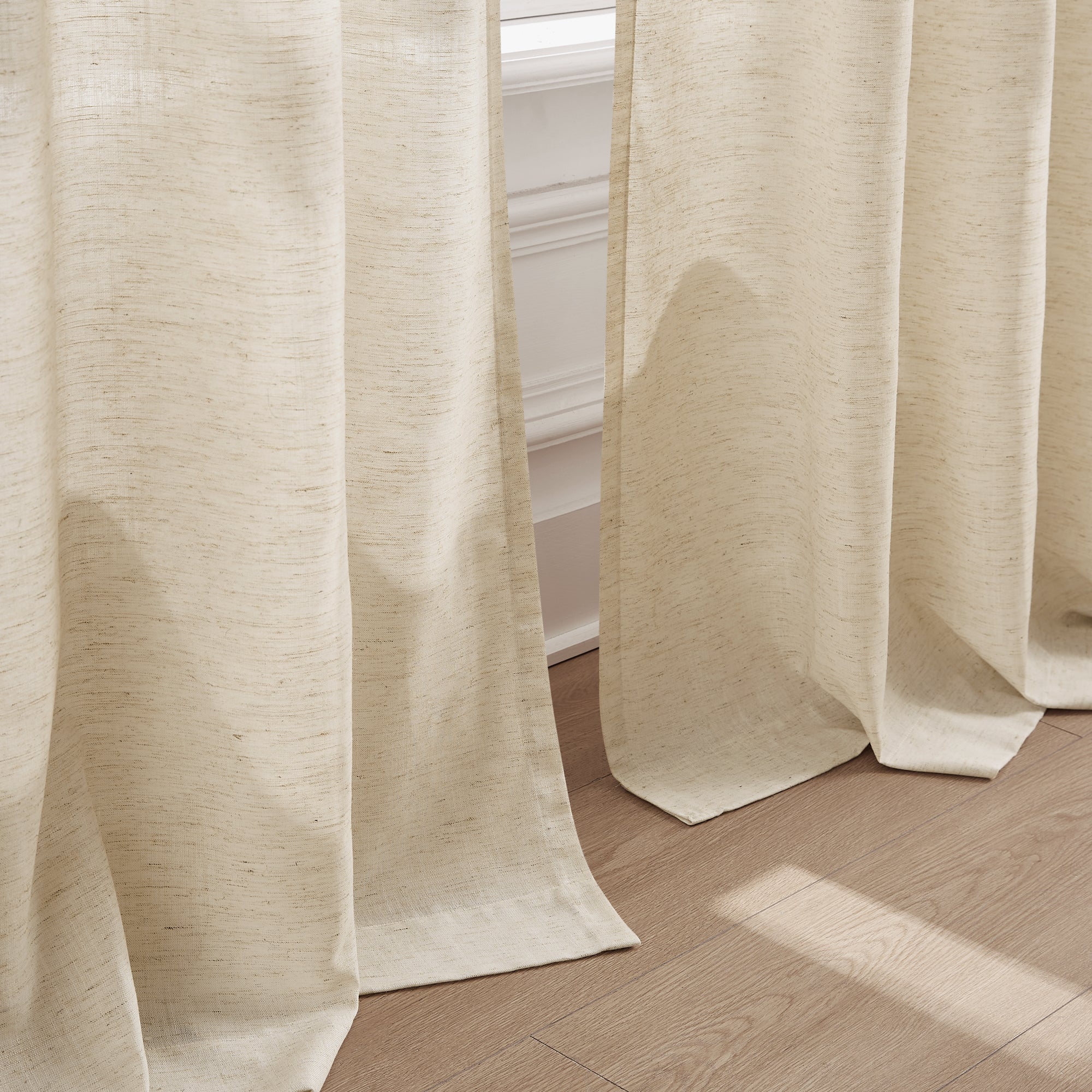 Emily Leaves Embroidered Window Curtain Panels - Elegant Floral Sheer Drapes for Living Room, Bedroom & Nursery - Light Filtering Privacy Curtains with Leaf Pattern Design