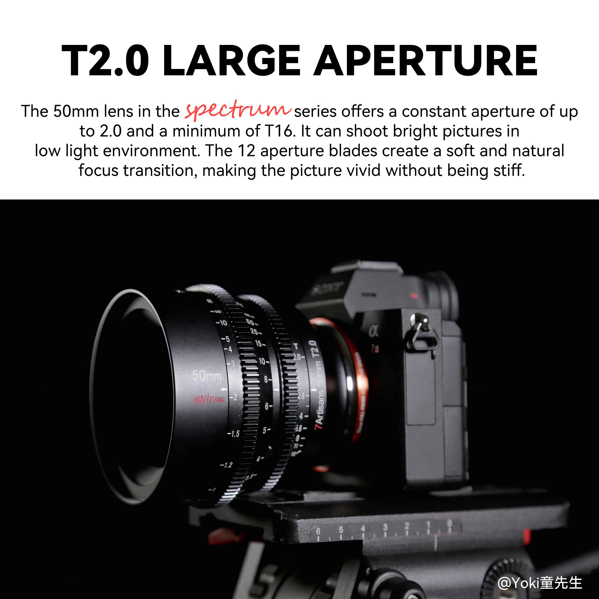 7artisans 50mm T2.0 Full Frame Cine Lens - Manual Focus, Low Distortion, Large Aperture for Sigma FP, Panasonic S1/S1H/S5, Leica SL/SL2 Mirrorless Cameras - Perfect for Filmmaking & Photography