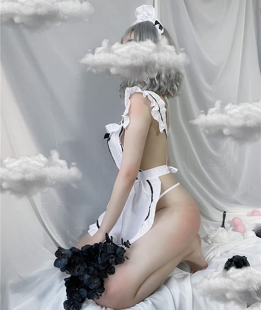 Sexy Maid Costume Set for Women - Lingerie Bras & Panties - Halloween Cosplay Outfit - Role Play Dress Up for Parties & Boudoir Photography