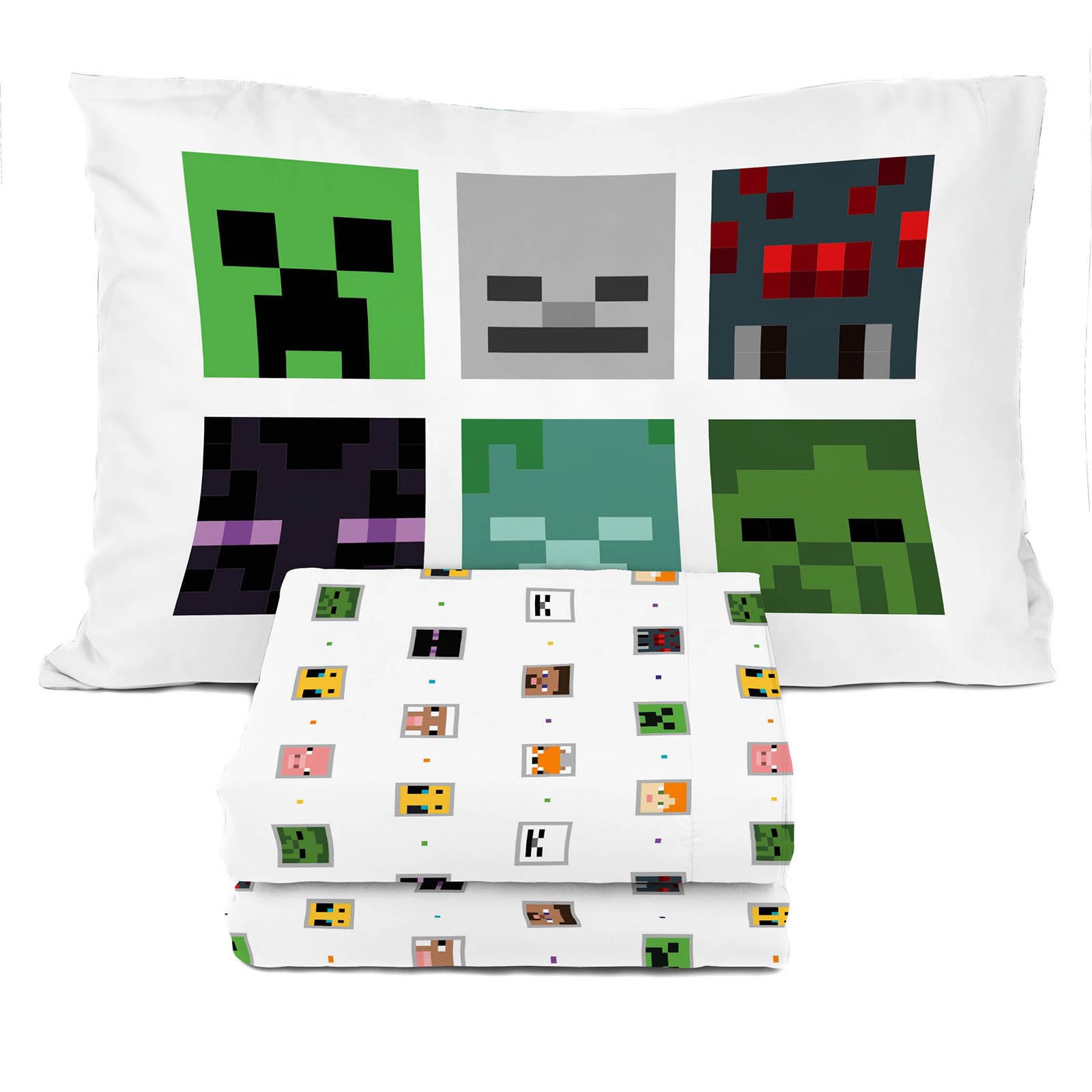 Minecraft Creeper & Animals Twin Sheet Set for Kids - 3 Piece Soft Microfiber Bedding Set with Pillowcase - Perfect for Boys & Girls Room Decor, Birthday Gifts & Sleepovers