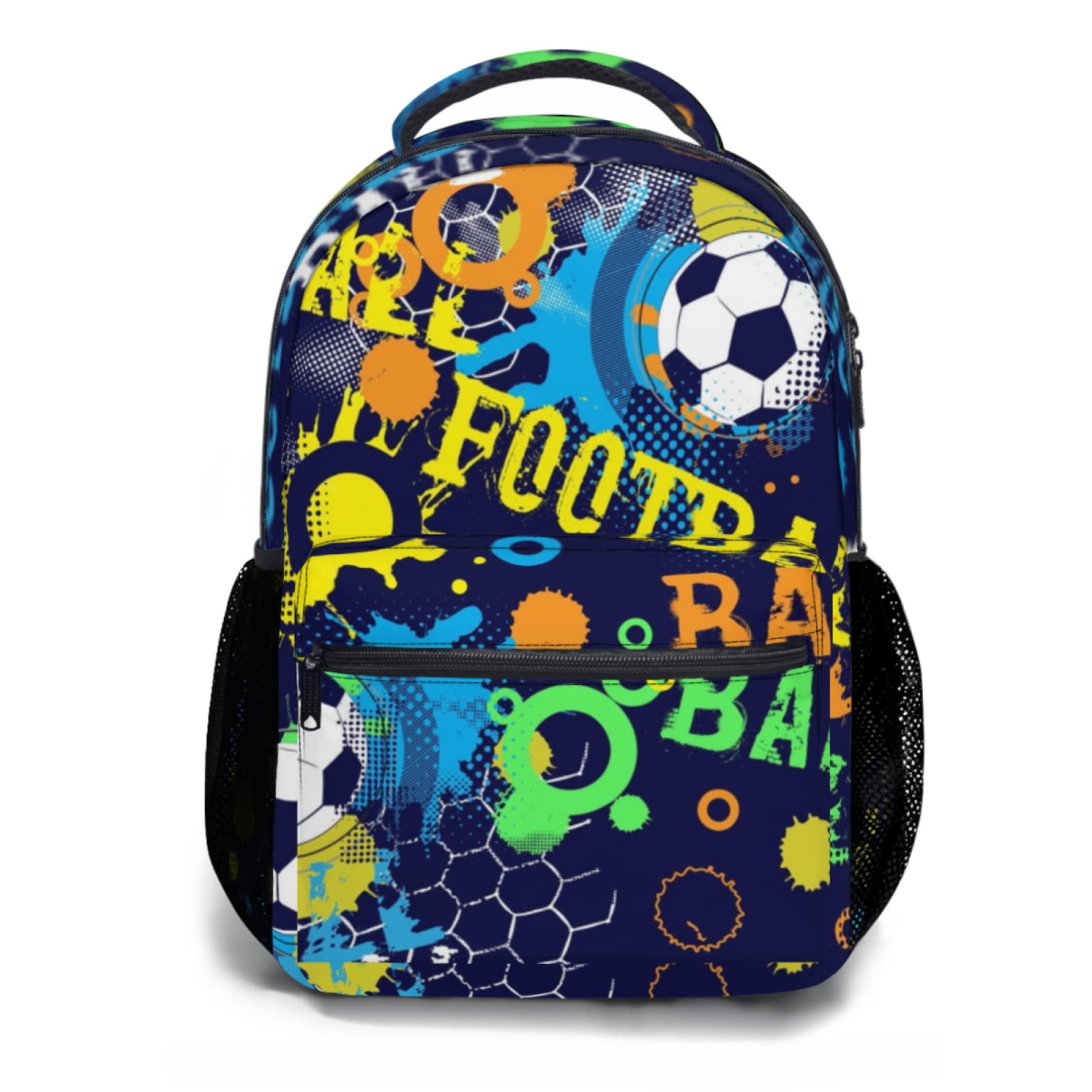 Sport Football Patterns Backpack - Soccer Ball Themed 17 Inch School Backpack for Teens - Durable Travel Bag for School, Sports & Outdoor Adventures