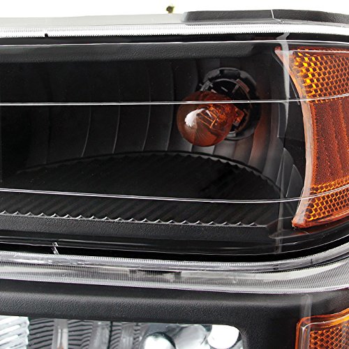 AKKON Black Headlights & Dark Red Tail Lights Replacement Set for Chevy Colorado & GMC Canyon - Complete Left & Right Pair - Upgrade Your Truck's Style & Night Visibility (Perfect for Off-Roading, Night Driving & Custom Builds)