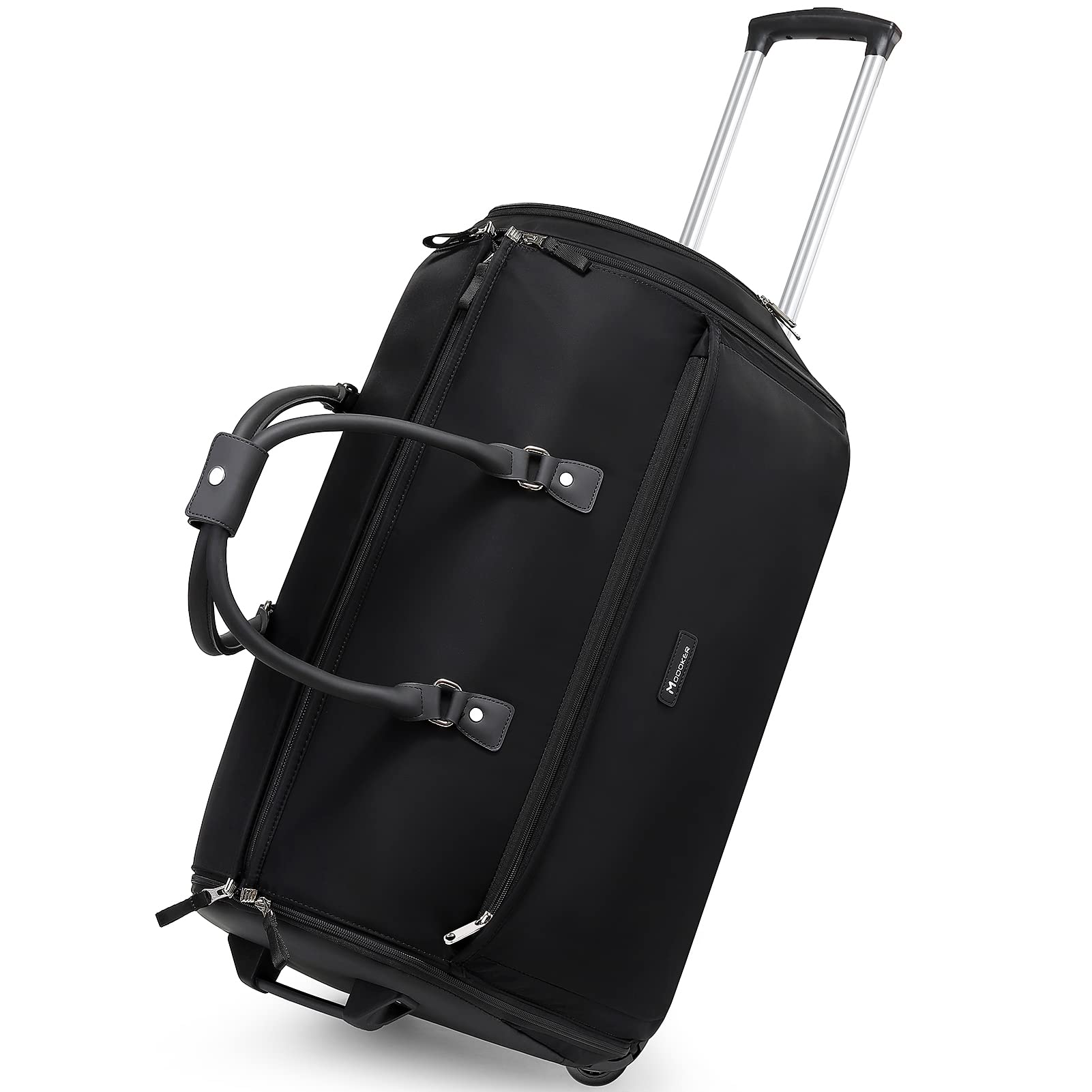 Modoker Rolling Garment Bags for Travel - Large Wheeled Duffle Bag with Wheels | 3-in-1 Garment Suit Luggage for Business & Weekend Trips | Perfect for Men & Women | Black | Ideal for Airplane, Train & Business Travel