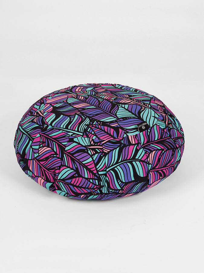 Organic Cotton Buckwheat Meditation Cushion - Round Floral Zafu Pillow for Yoga, Meditation & Home Decor | Eco-Friendly Yoga Studio Accessory