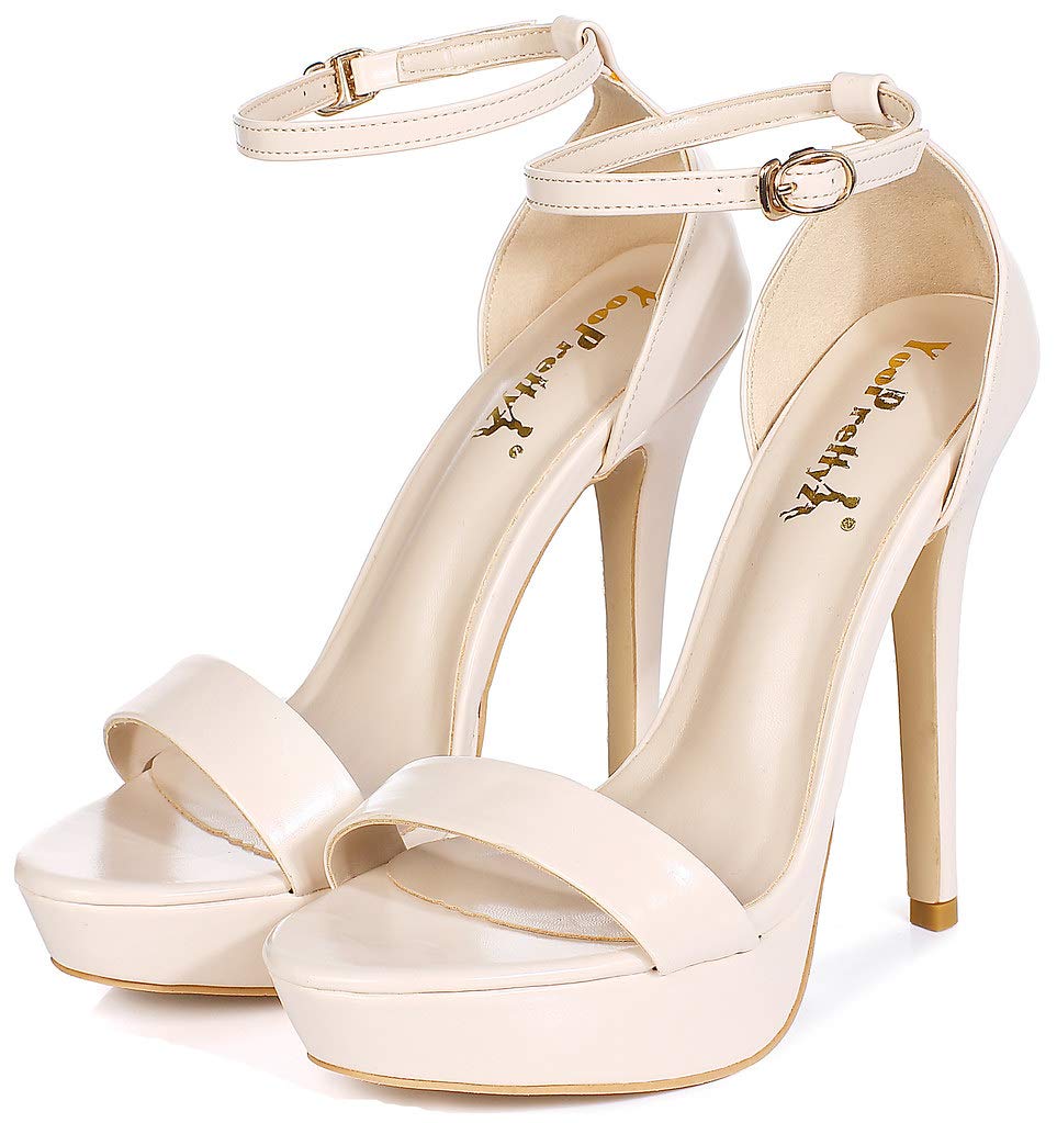 YooPrettyz Women's Metallic Ankle Strap Platform High Heel Sandals - Elegant Dressy Shoes for Parties, Weddings & Evening Events