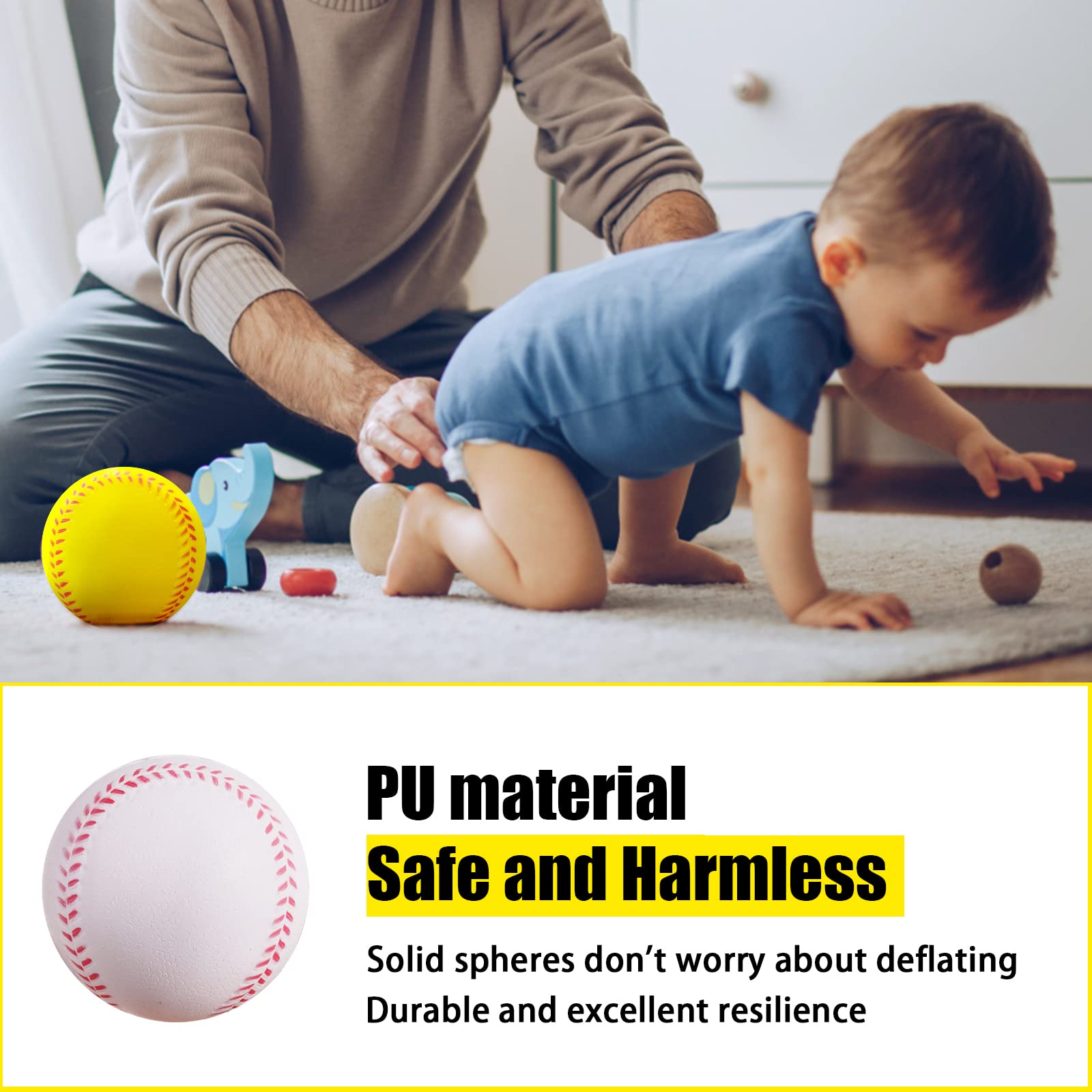 12 Pack Soft Foam Baseballs for Kids - Safe Training Baseballs for Throwing, Catching & Batting Practice | Regulation Size | Perfect for Backyard Games, T-Ball Practice & Indoor Sports Activities