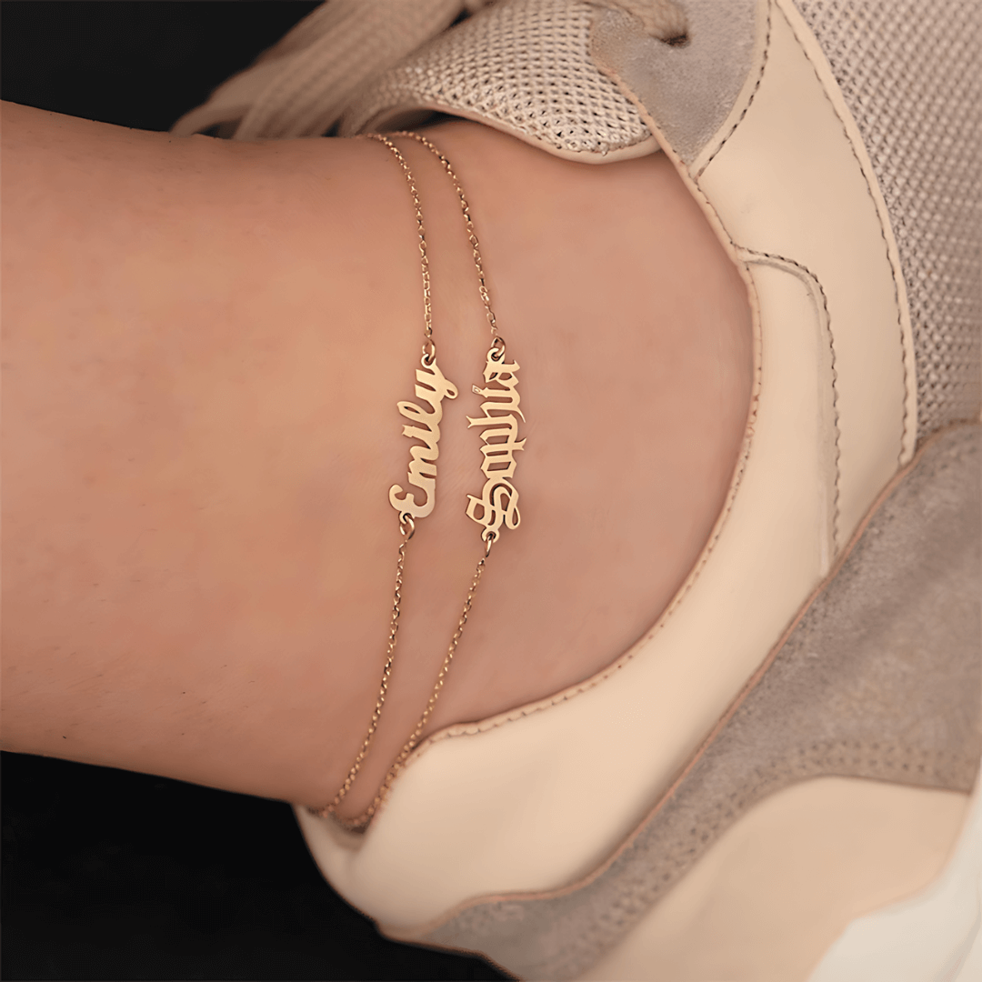 14K Gold Plated Custom Name Anklet Chain - Personalized Adjustable Ankle Bracelet for Women | CXT22 | Perfect for Gifts, Beach Wear & Everyday Fashion