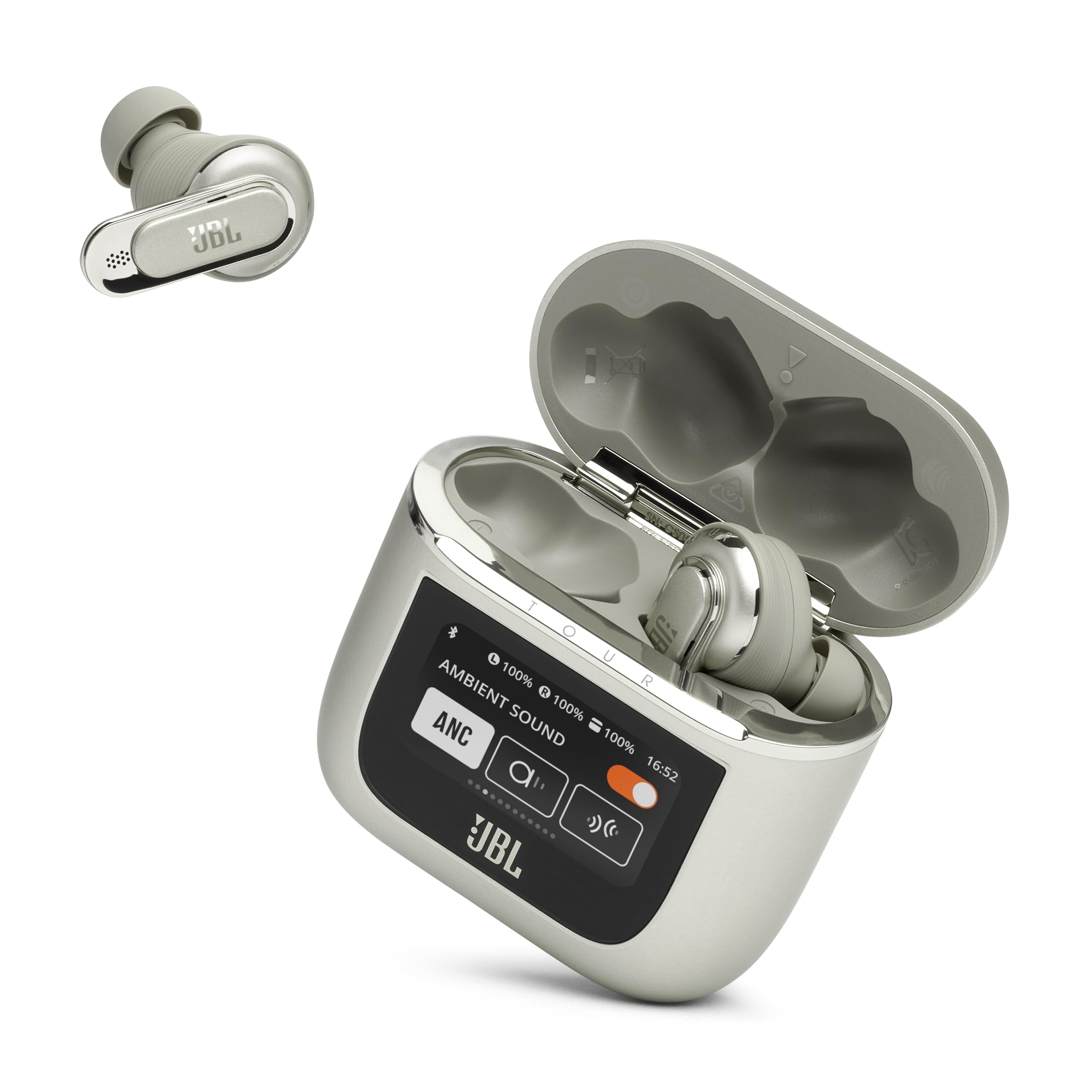 JBL Tour Pro 2 True Wireless Earbuds with Active Noise Cancelling & Smart Charging Case - Champagne Gold | Perfect for Travel, Workouts & Commuting
