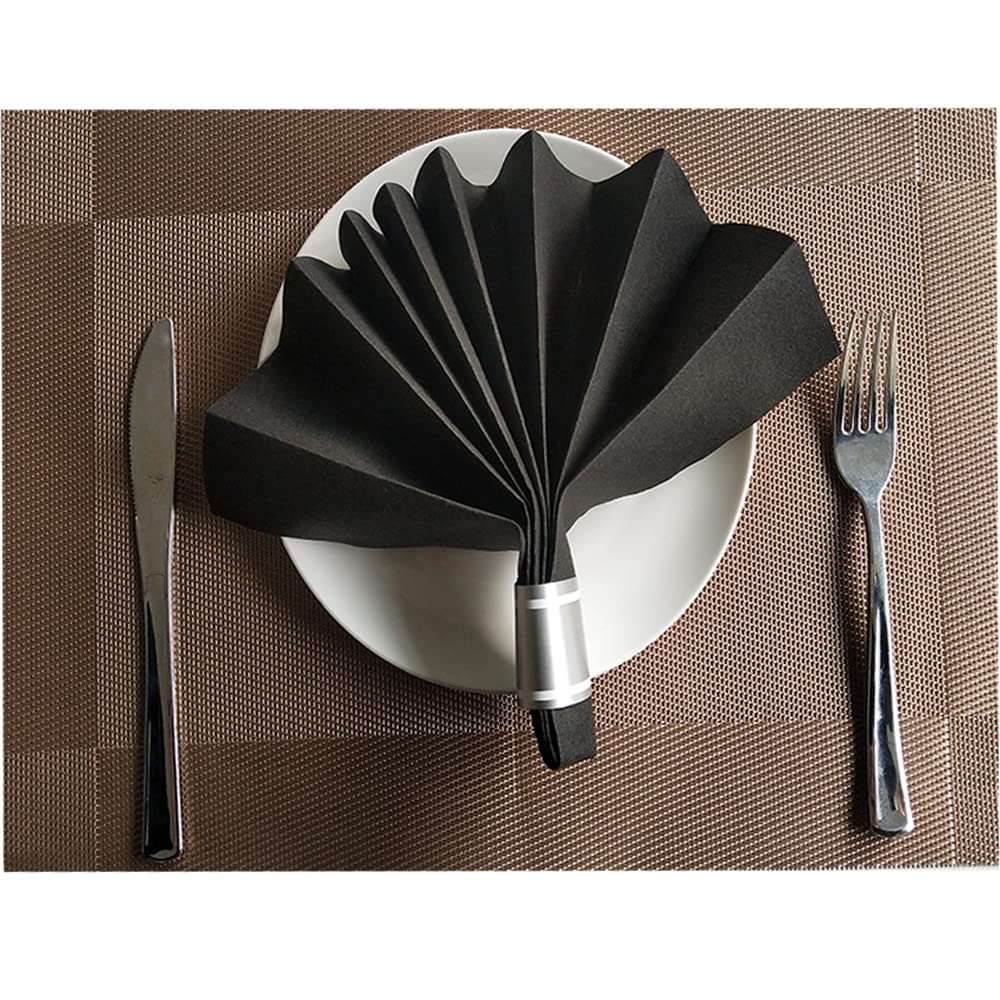 JINYUDOME 100-Pack Premium Black Disposable Hand Towels - Soft Linen Feel Napkins for Restaurants, Parties, and Home Use