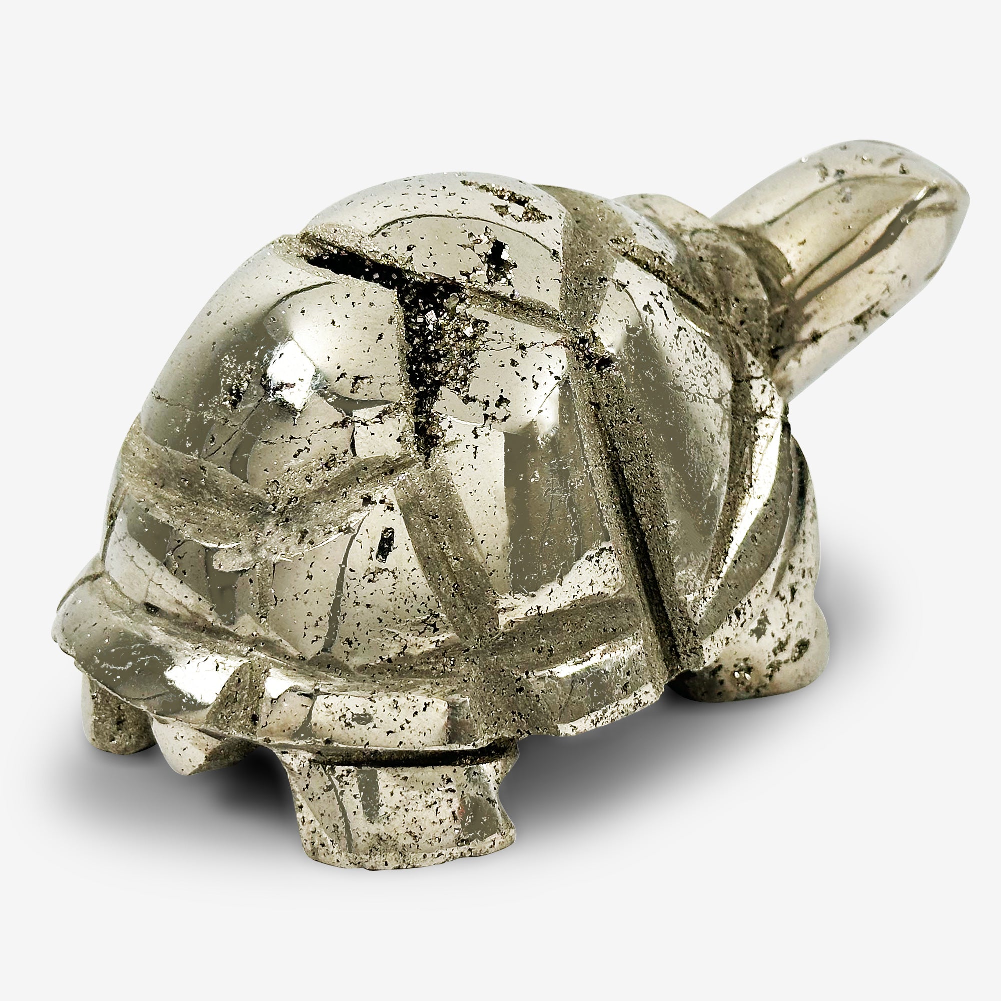 Hand Carved Pyrite Turtle Crystal Gemstone Carving - Natural Healing Stone for Meditation, Feng Shui Decor & Spiritual Gifts