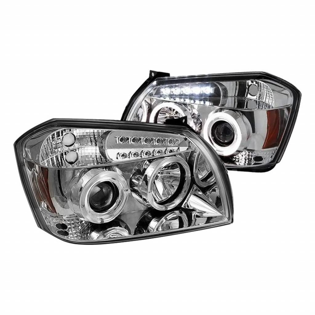 Spyder LED Projector Headlights for Dodge Magnum 2005-2007 - Halo LED Chrome Headlamp Assembly Pair (5009883) - Upgrade Your Night Driving Visibility & Style