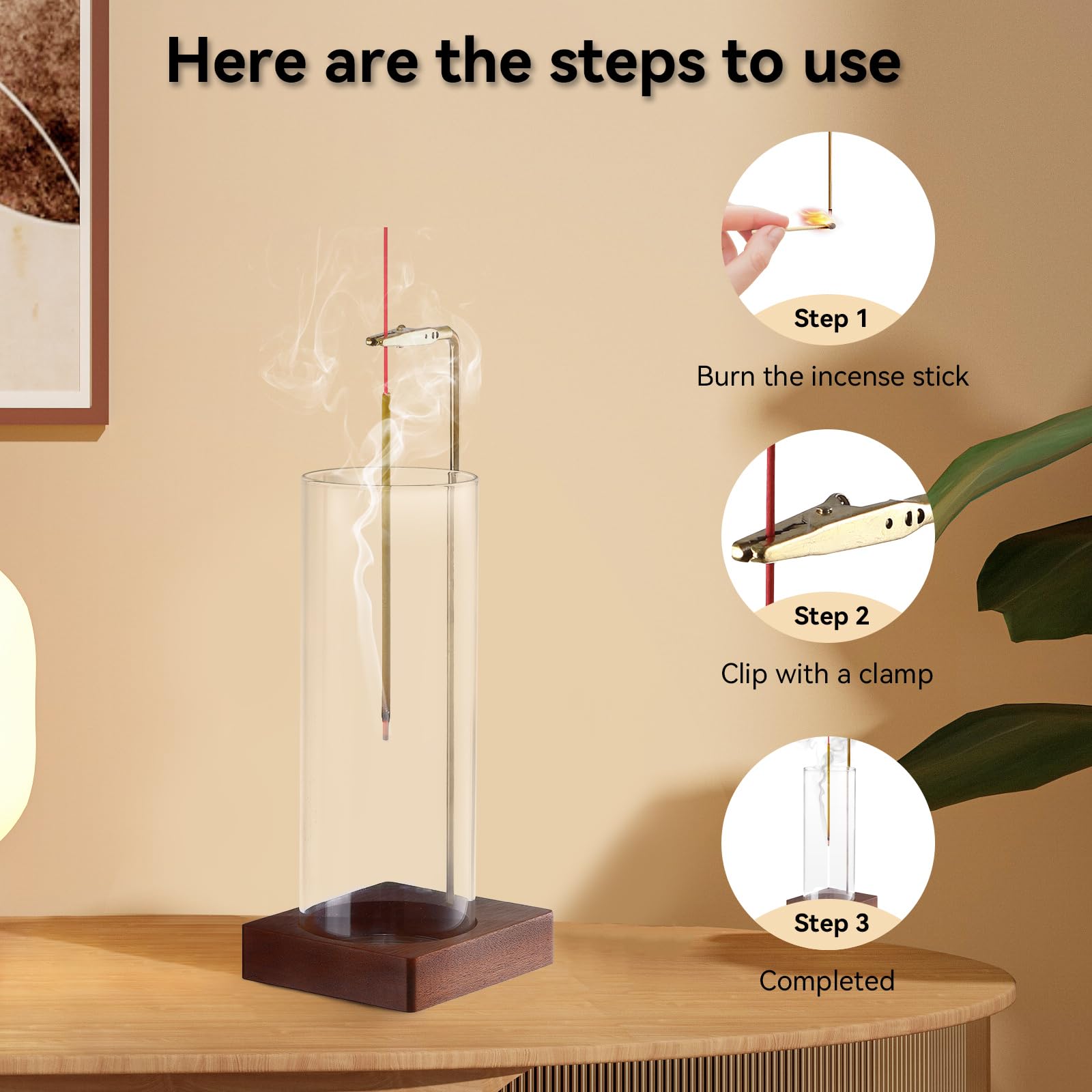 1 Pack Incense Holder for Sticks - Removable Glass Ash Catcher with Anti-Ash Flying Design, Mess-Free Incense Burner for Meditation, Yoga & Relaxation - Perfect Home Decor for Bedroom, Living Room & Office